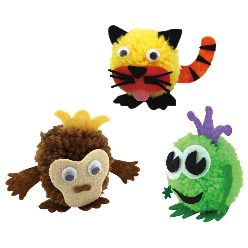 DIY Monkey, Tiger, & Frog Pom Pom Pals Kit