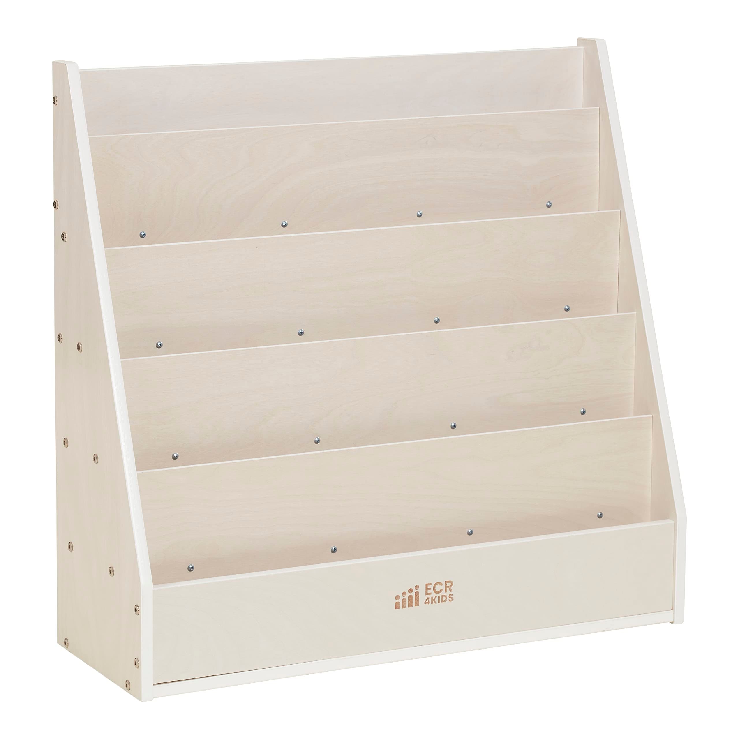 Streamline Single-Sided Book Display with Storage, White Wash