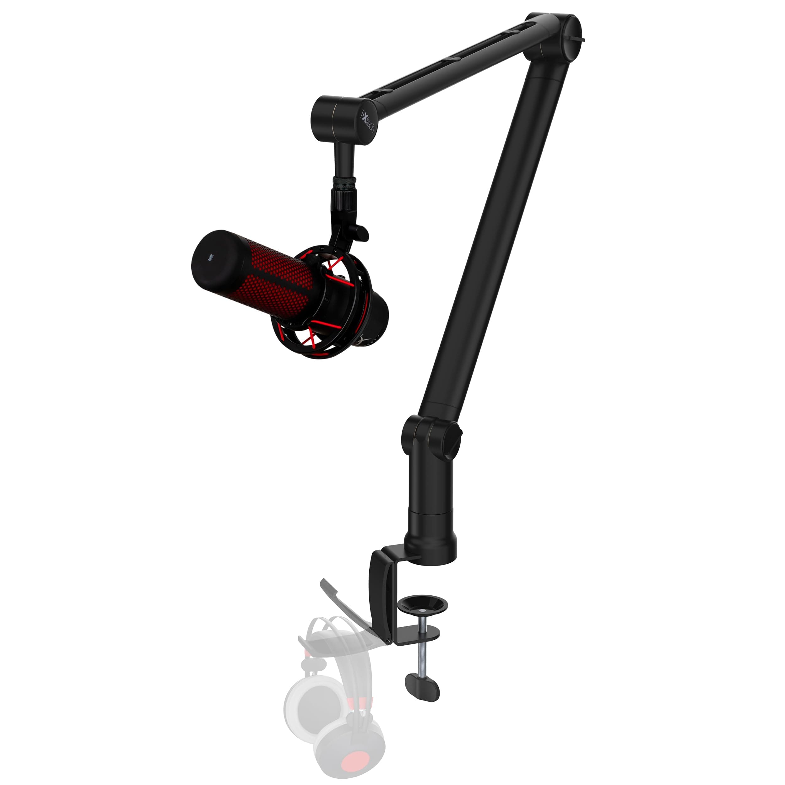 Microphone Boom Arm with Desk Mount, 360° Rotatable, Adjustable and Foldable Scissor Mounting for Podcast, Video Gaming, Radio and Studio Audio, Sturdy and Universal - Elegance Model