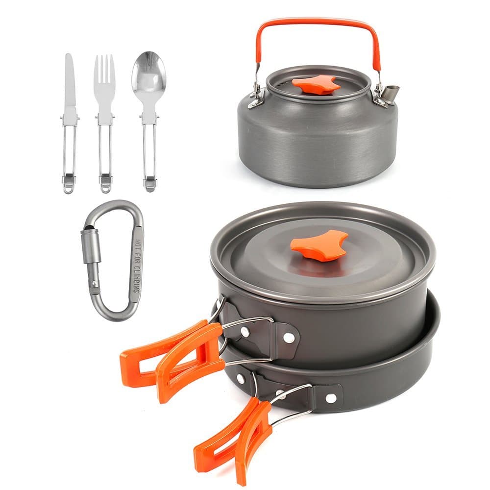 Camping Cookware Set Backpacking Gear Camping Pots and Pans Set Hiking Cooking Equipment 4 People Stainless Hiking Cookware Kit for Outdoor Backpacking Picnic