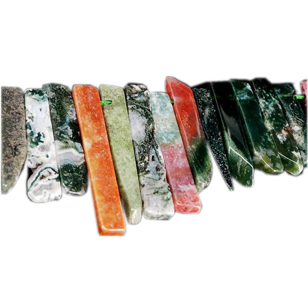 Natural Indian Agate Crystal Points Beads Irregular Flat Strip Loose Stick Beads Gemstone for Jewelry Making Healing Crystal Polished/Raw Quartz Top Drilled