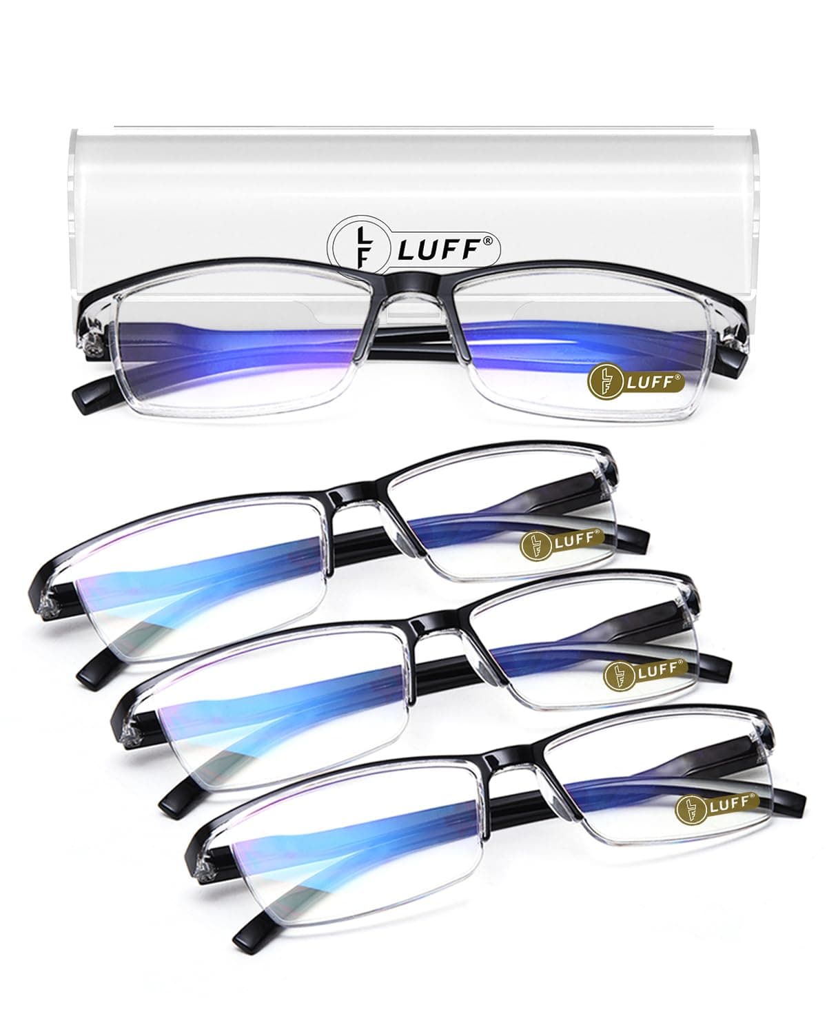 LUFF 4Pcs Anti-Blue-ray Reading Glasses Portable Ultra-Light Readers(1.5X)