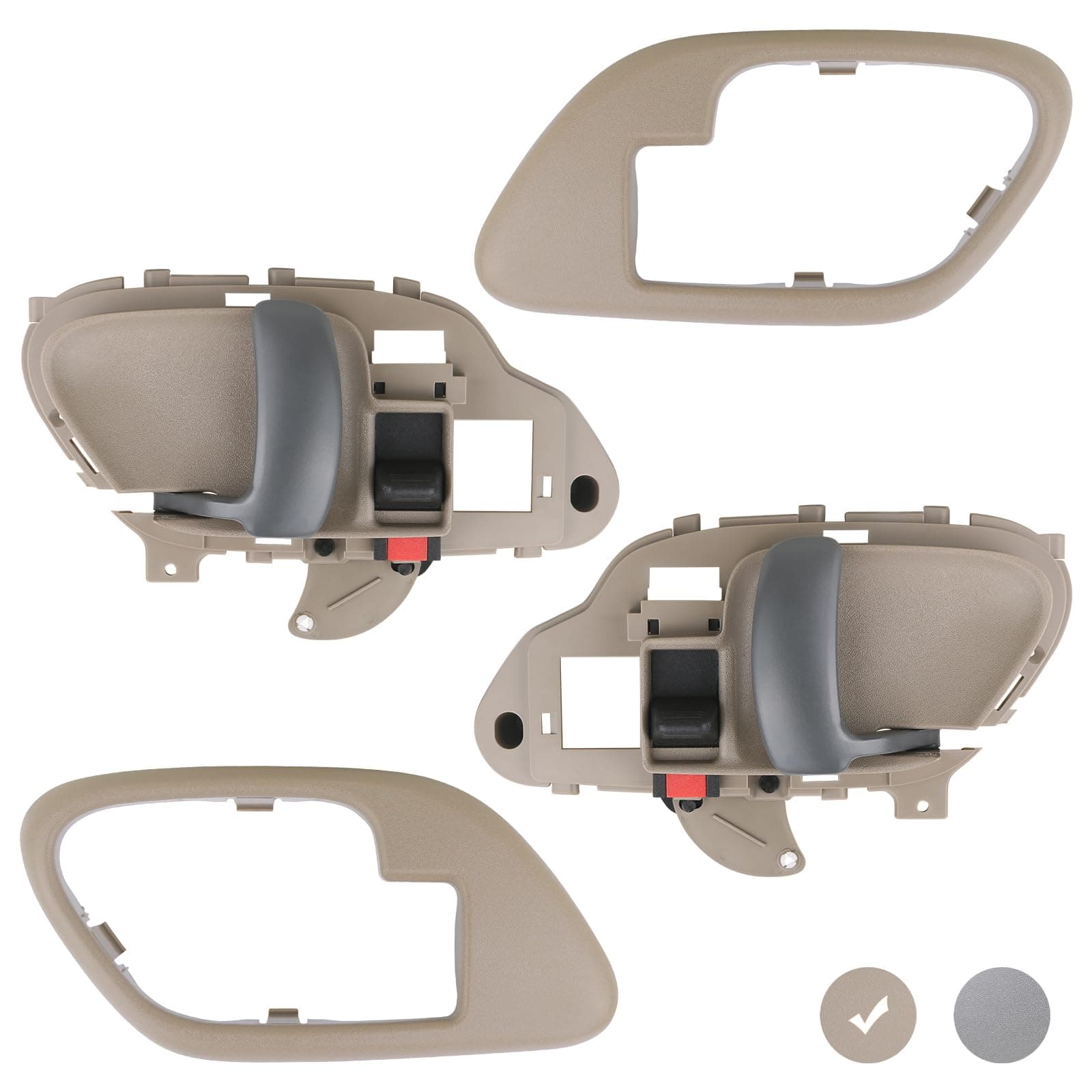 APPERFiT Interior Door Handle w/Bezel Kit (Tan) Compatible with 1995-2002 Chevy Chevrolet GMC Truck C1500 C2500 C3500 K1500 K2500 K3500 Suburban Tahoe Yukon 15708051 15708052