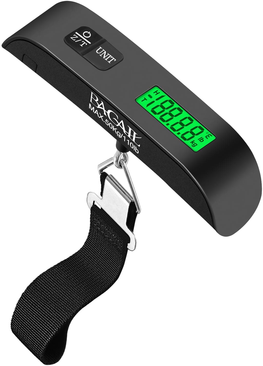BAGAIL Digital Luggage Scale, 110lbs Hanging Baggage Scale with Backlit LCD Display, Portable Suitcase Weighing Scale, Travel Luggage Weight Scale with Hook, Strong Straps for Travelers
