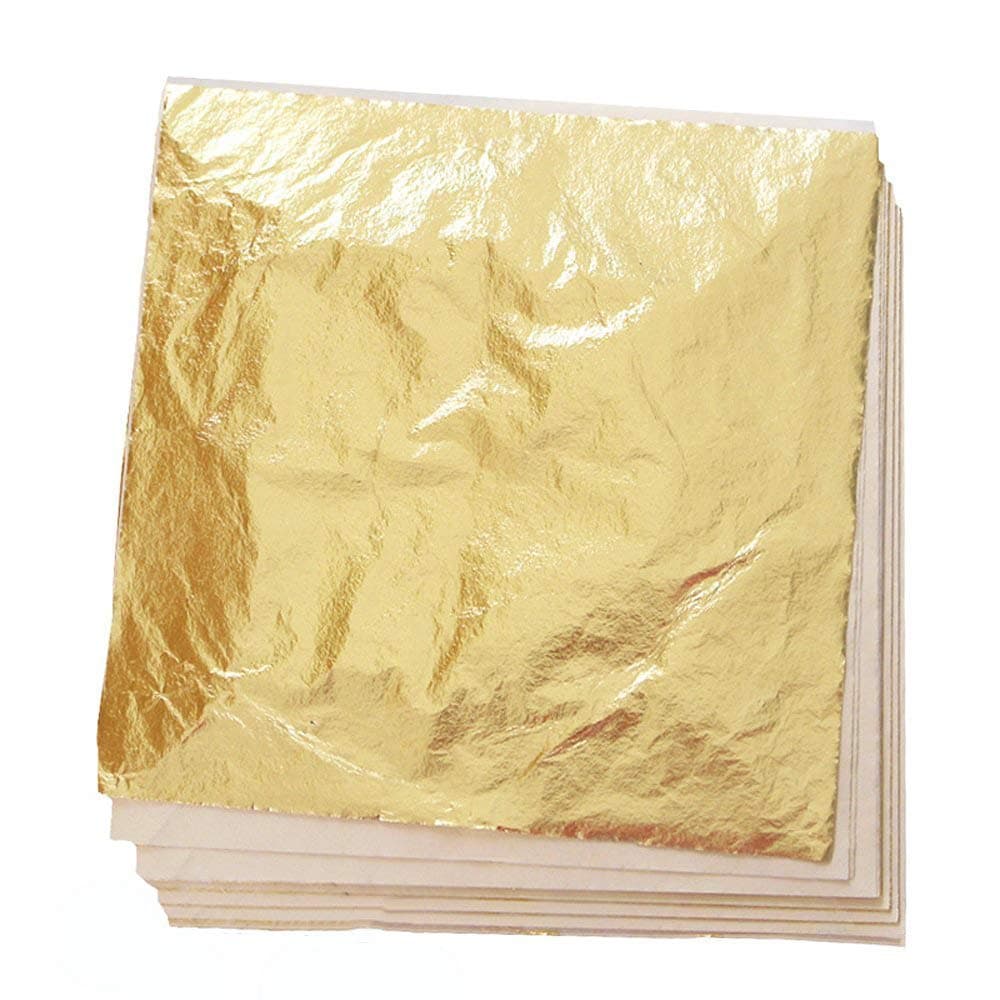 Bullet Face 100 Sheets 5.5 by 5.5 Inches Imitation Gold Leaf Foil Paper for Arts, Gilding Crafting, Decoration DIY (Gold)