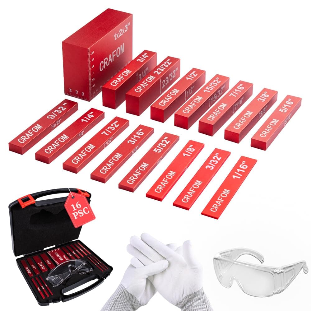 Setup Blocks set16 Pcs, Aluminum Setup Bars Height Gauge, for Router Table, track saw Accessories, Carpenter Woodworking tools, Precision Laser engraved size markings Easy-to-Read and Measuring