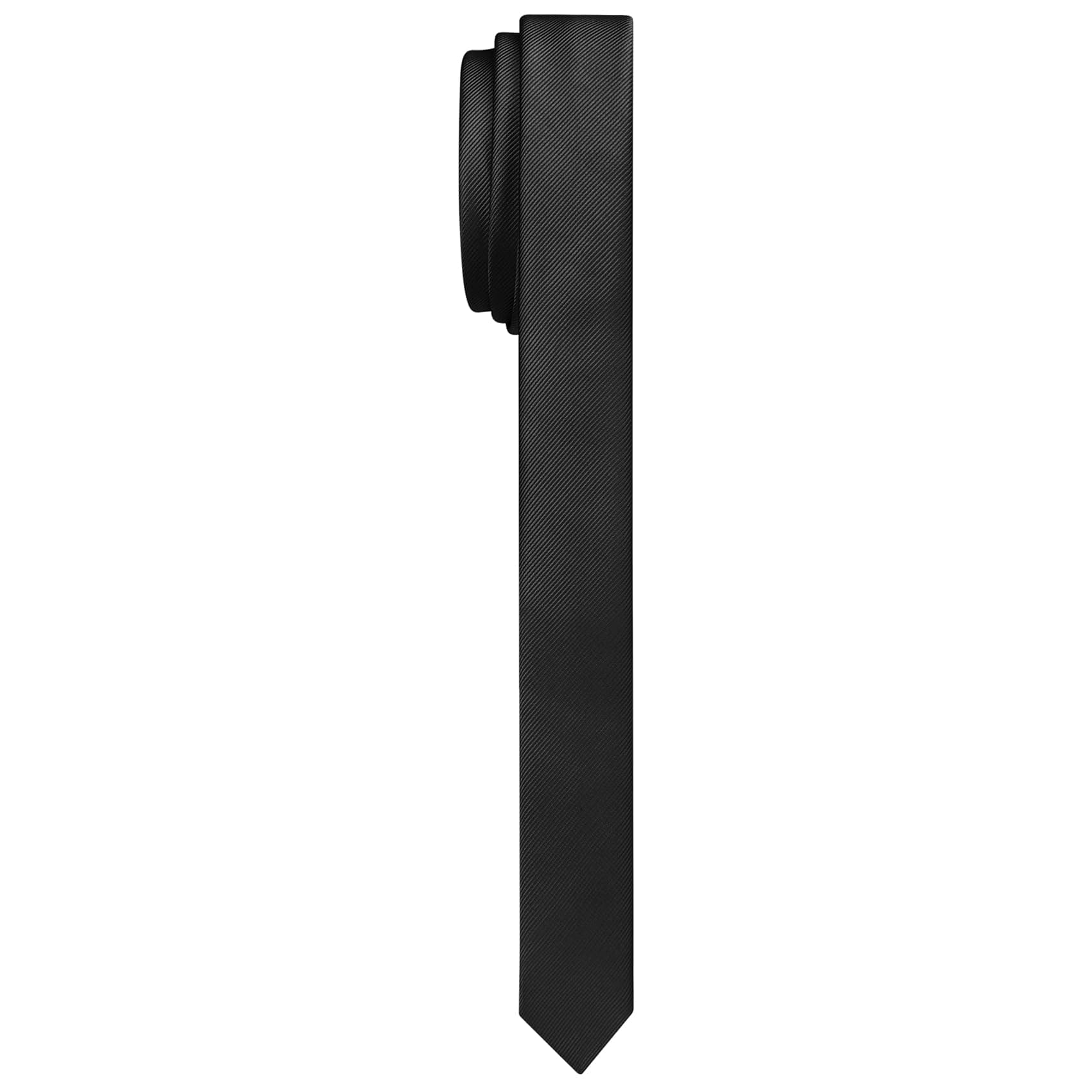 DecTwig Men's Slimming Tie Solid Color Tie 1.58 inches (4CM) Slimming Black Tie