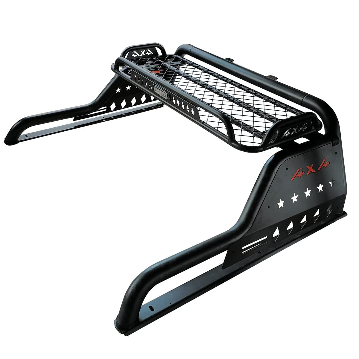 ISTUNT Black Roll Bar Adjustable Width 178cm-186cm - Compatible for Ford F150 2005-2023 Bracket with Cargo Basket