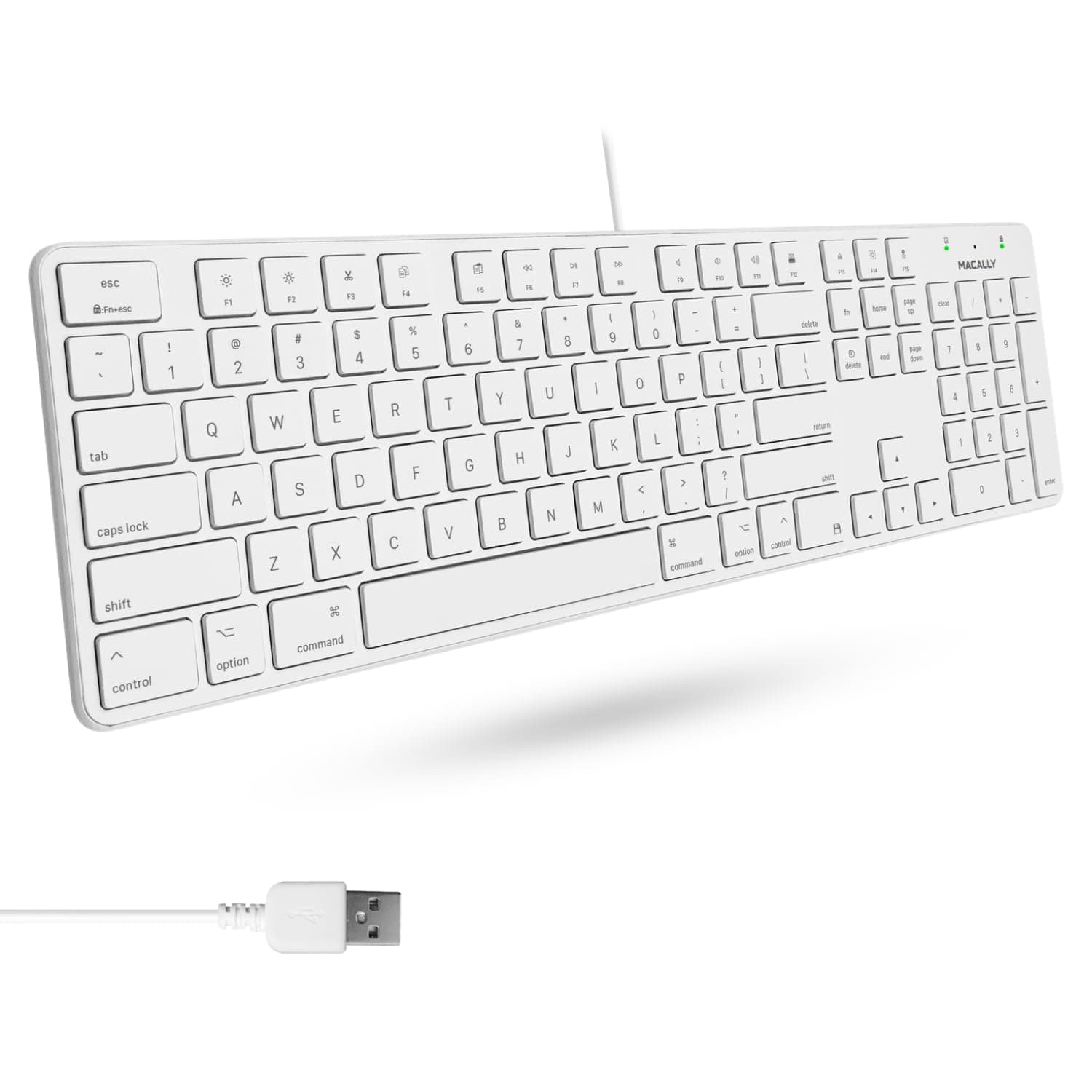 MacAlly Slim USB Wired Keyboard for Mac and Windows PC - Full Size 104 Key Layout & 16 Shortcut Keys - Scissor Keycaps for Smooth Typing - Mac Wired Keyboard with Numeric Keypad