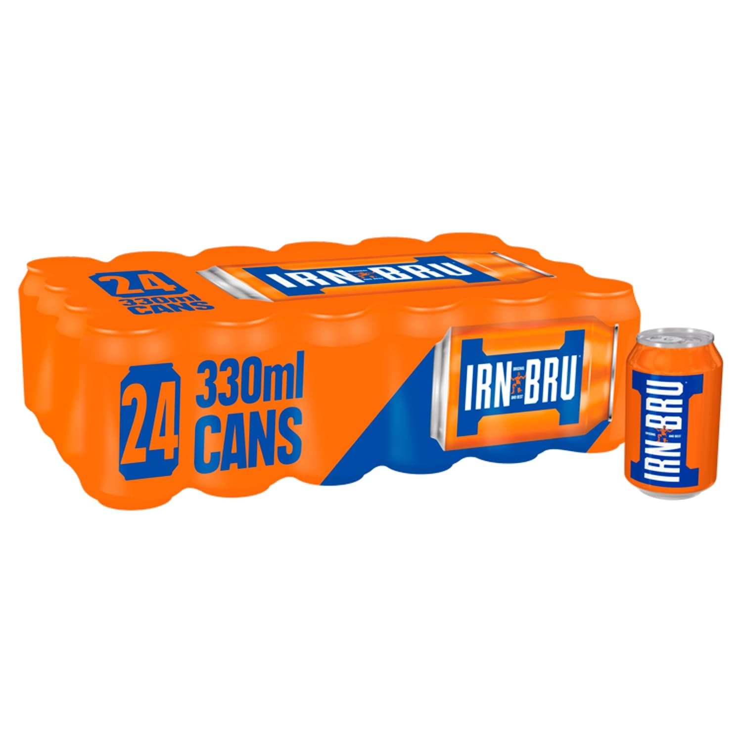 IRN-BRU Regular, 24 Pack Iconic Flavoured Fizzy Drinks Multipack Cans - 24 x 330ml Cans