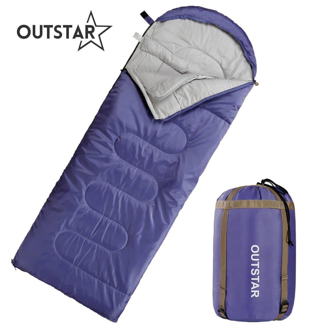 Lightweight Waterproof Envelope Sleeping Bag with Compression Sack for Kids,Boys, Girls, Teens & Adults. Indoor &Outdoor Camping, Travelling, Hiking & Backpacking.Purple