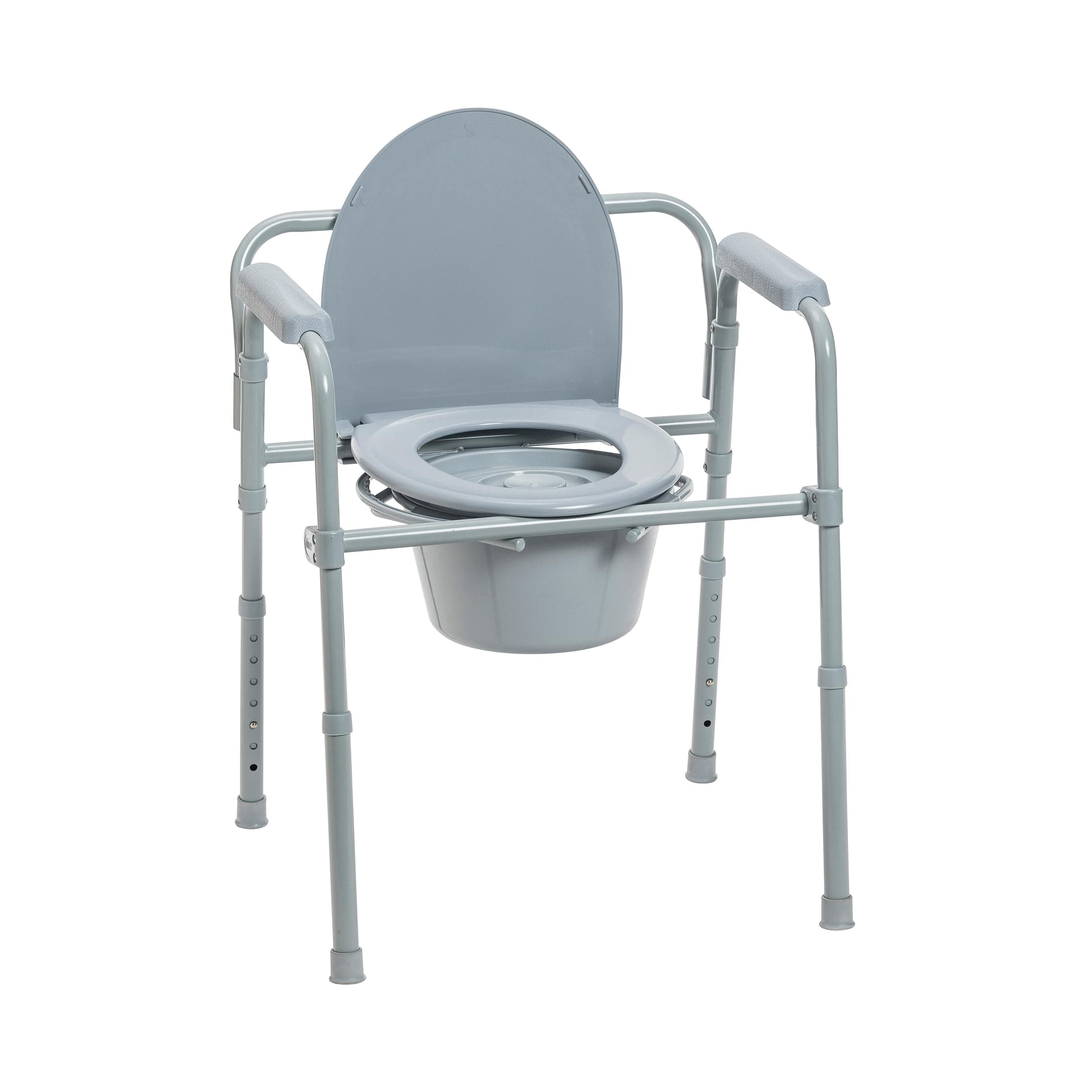 Drive Medical Folding Steel Bedside Commode (Gray)