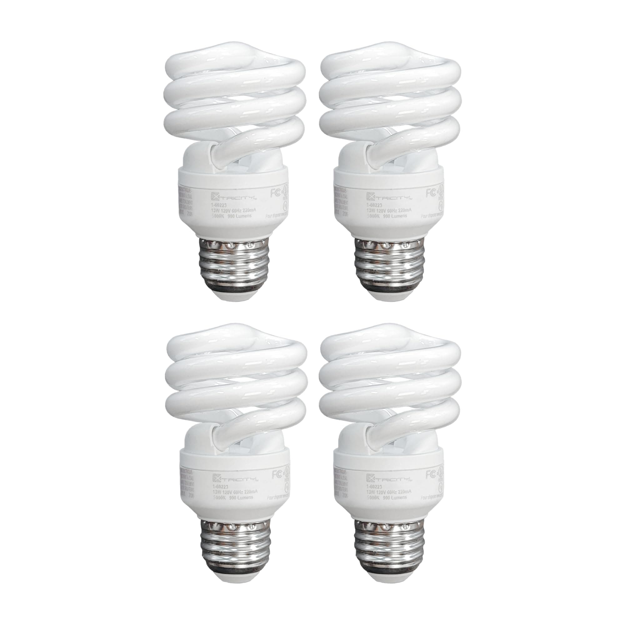 Xtricity Compact Fluorescent Light Bulbs T2 Spiral, E26 Base, 23W (100W Equivalent), 2700k Soft White, 1600 Lumens, CFL, 120V - UL Listed, (4 Pack)