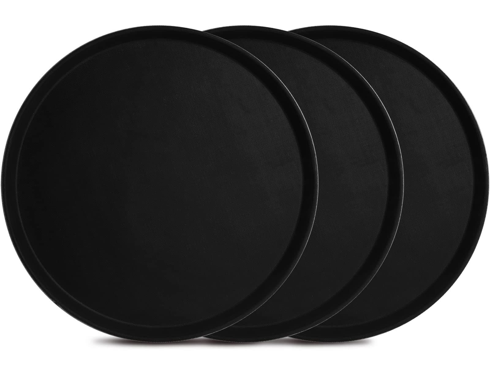 TOPZEA 3 Pack Large Restaurant Serving Tray, 16 Inch Plastic Round Server Tray, Non-Skid Bar Drink Trays Cafeteria Buffet Food Service Trays for Coffee Table, Hotel, Party