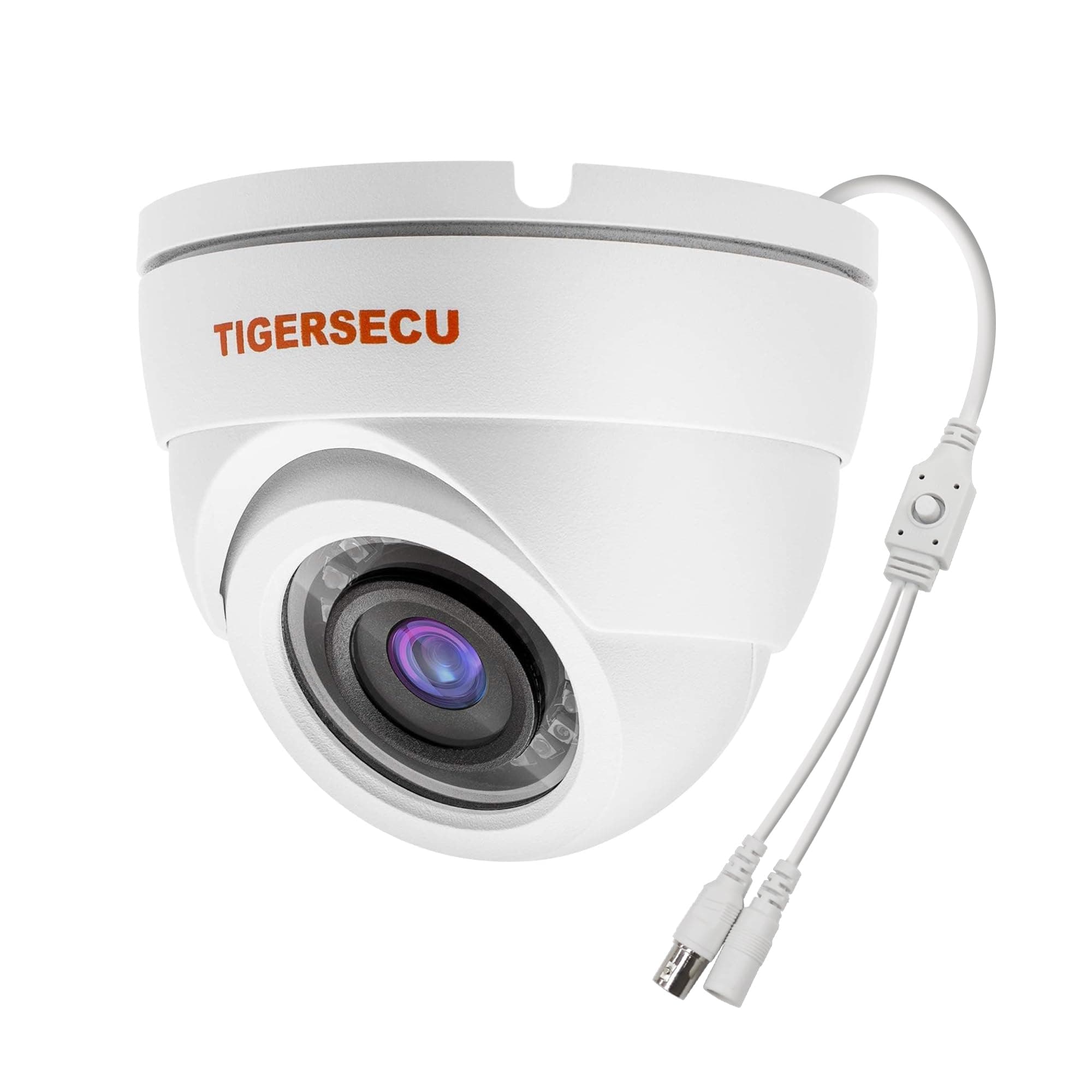 TIGERSECU 1080P Metal Wide Angle Dome Security Camera for DVR, Weatheproof for Indoor/Outdoor Use, Hybrid 4-in-1 OSD Switch for TVI/CVI/AHD/CVBS DVRs (Power Supply and Coaxial Cable Sold Separately)