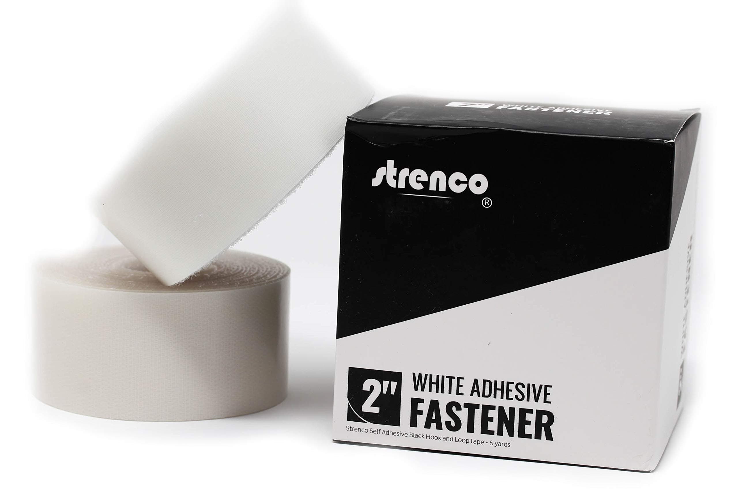 Strenco 2" Self Adhesive - Hook and Loop - 5 yards - Sticky Back - White Tape Fastener
