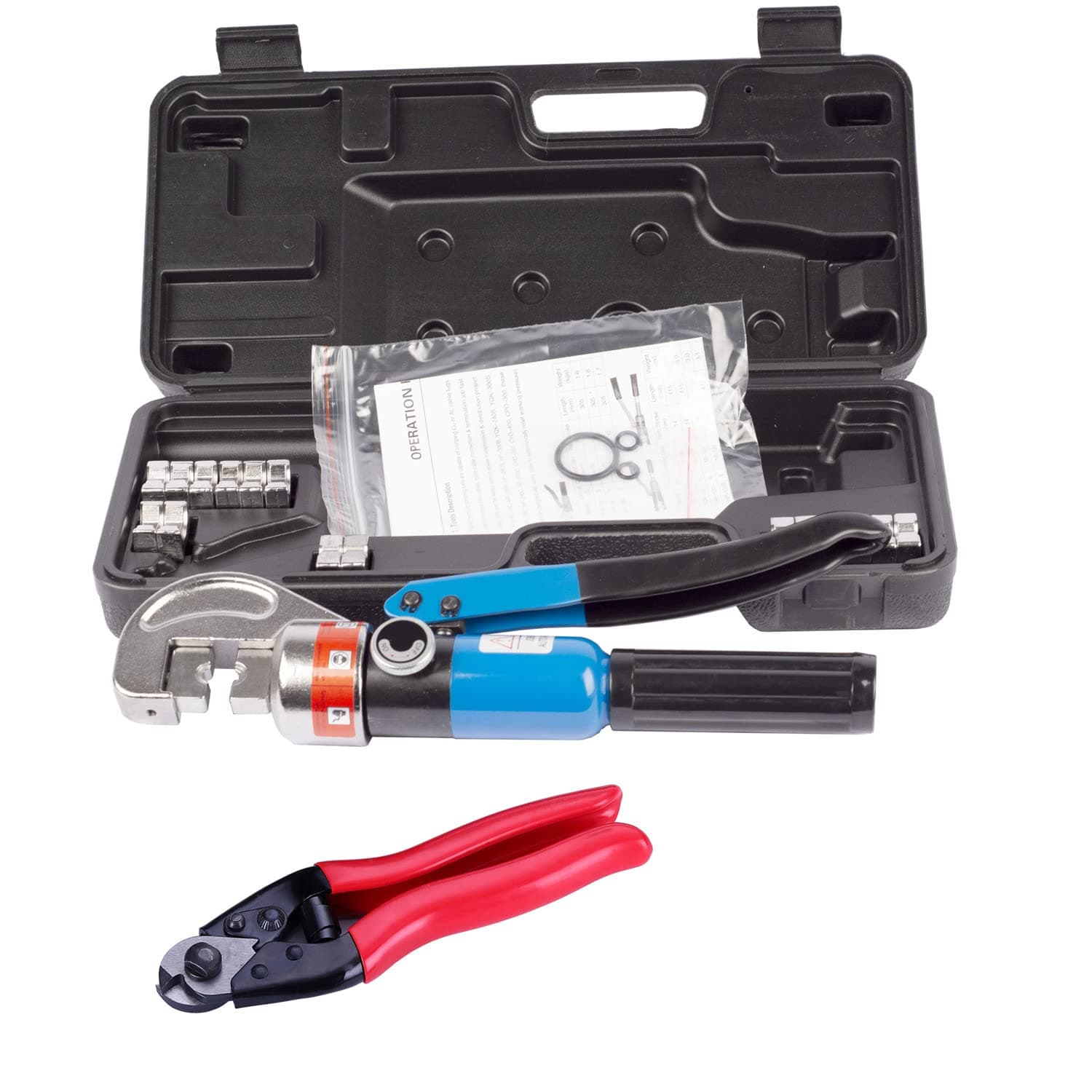 Senmit Hydraulic Cable Crimper Hand Tool for 1/8, 3/16 Stainless Steel Cable Railing Fittings - Wire Swaging Tool - included Cable Cutter