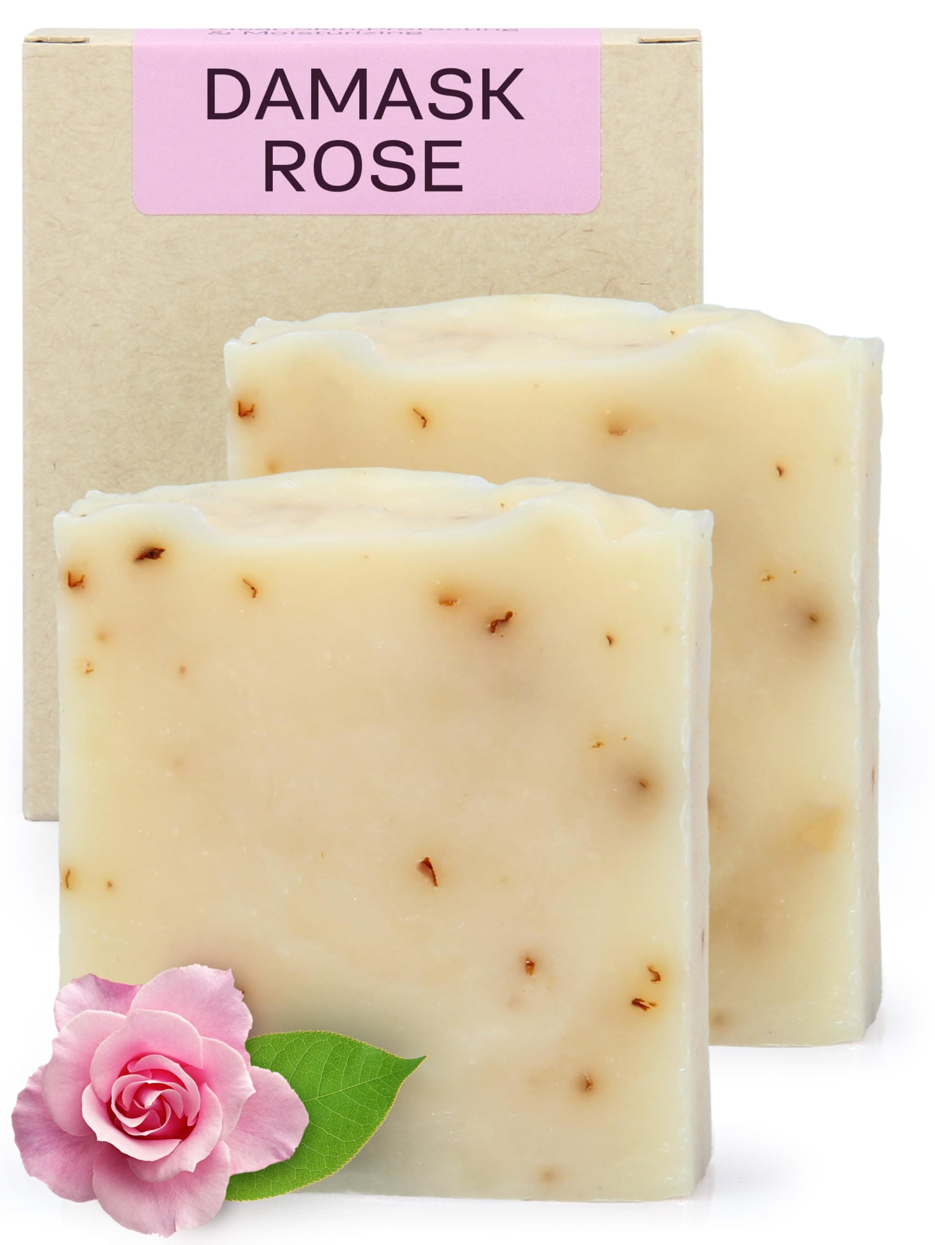 AUTHENTIC BATH & SOAP - Organic Rose Soap Bar X2 - Handmade, Natural Castile Soap Bar Moisturizing Bar Soap for Women Gift, Made with Rose Essential Oil and RoseWater. (2PK) 4.2 Oz Each