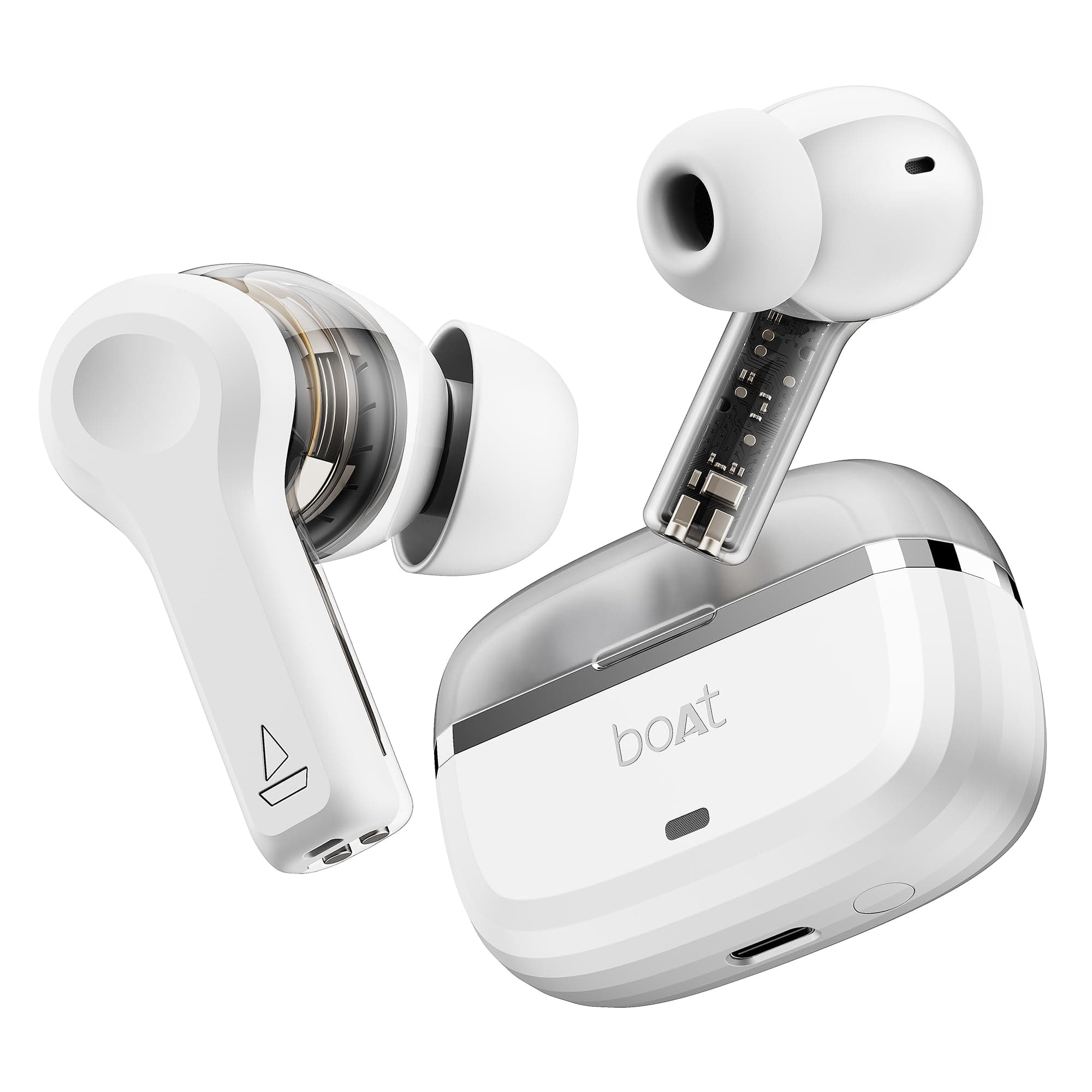 Nirvana Space, 360 Spatial Audio, Active Noise Cancellation (~32dB), 100Hrs Battery,4Mics ENx, Fast Charge, v5.3 Bluetooth TWS in Ear Earbuds Wireless Earphones with mic (Celestial White)