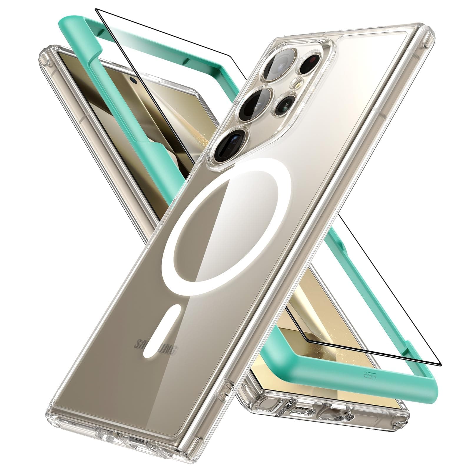 for Samsung S24 Ultra Case Set, 1 Screen Protector, Compatible with MagSafe, Magnetic Case for Samsung Galaxy S24 Ultra, Military-Grade Protection, Yellowing Resistant, Classic Series, Clear