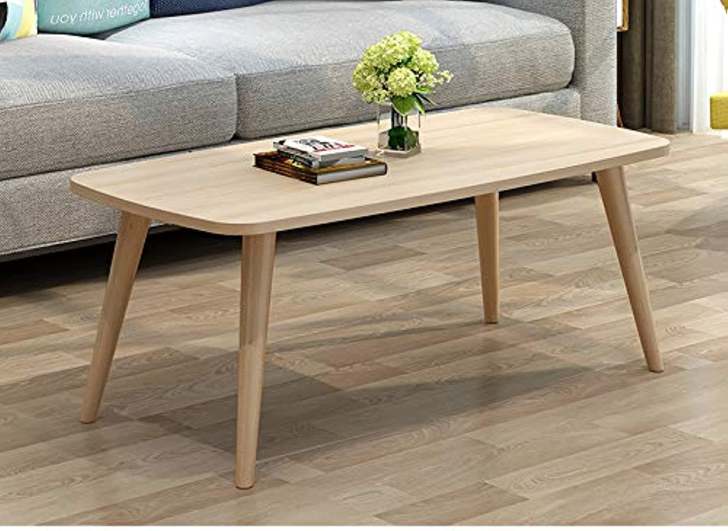 Leadtry Simple Design Coffee Table,Table with Solid Wood Legs,for Living Room Bedroom Balcony and Office Easy Assemble,100 * 50cm,Warm White/Maple (Maple)