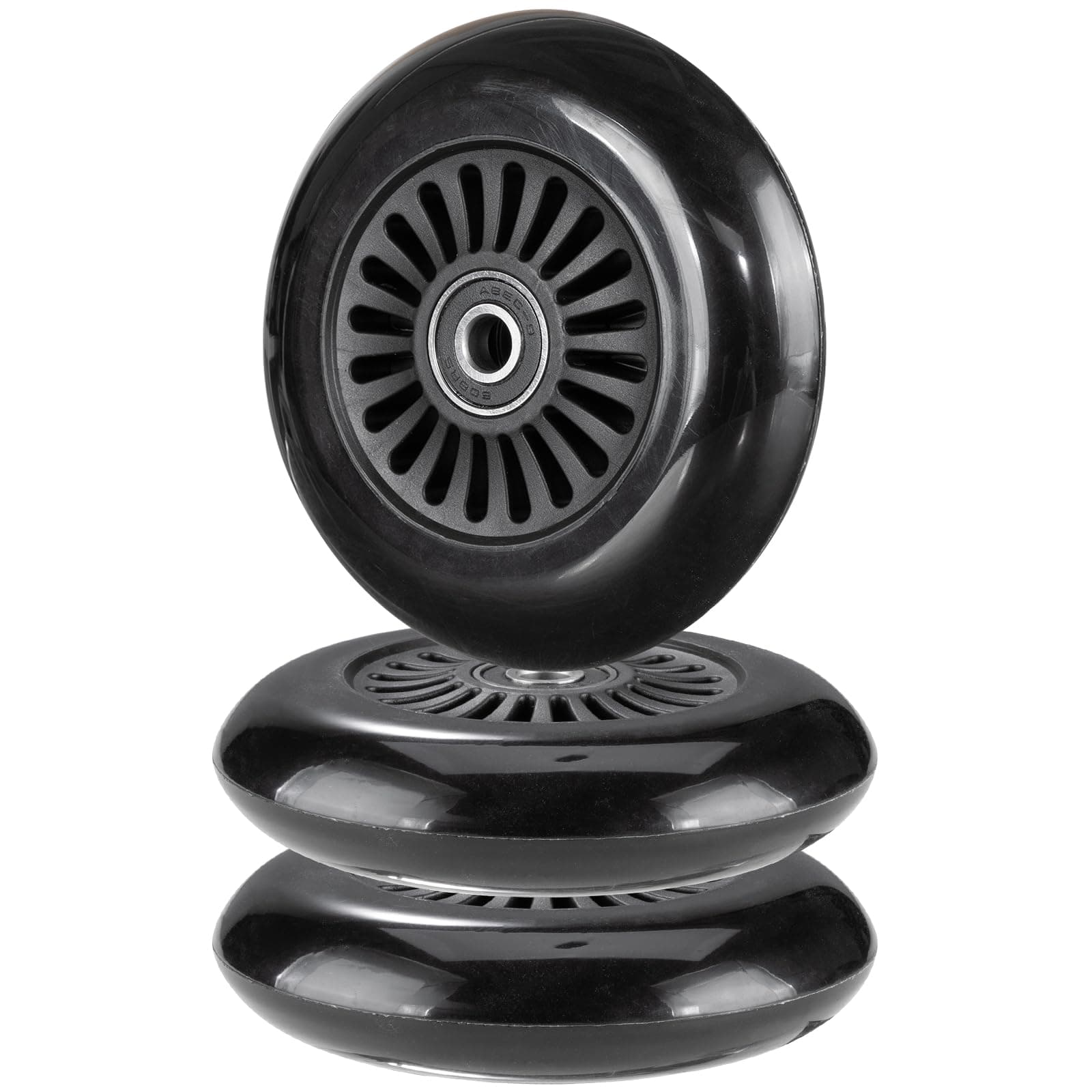 Easy Roller Replacement Wheels w/Bearings ABEC-9 Compatible with Go Kart Scooters and Classic Drifter Junior Ride on Toy for Kids and Adults (Set of 3, Black)