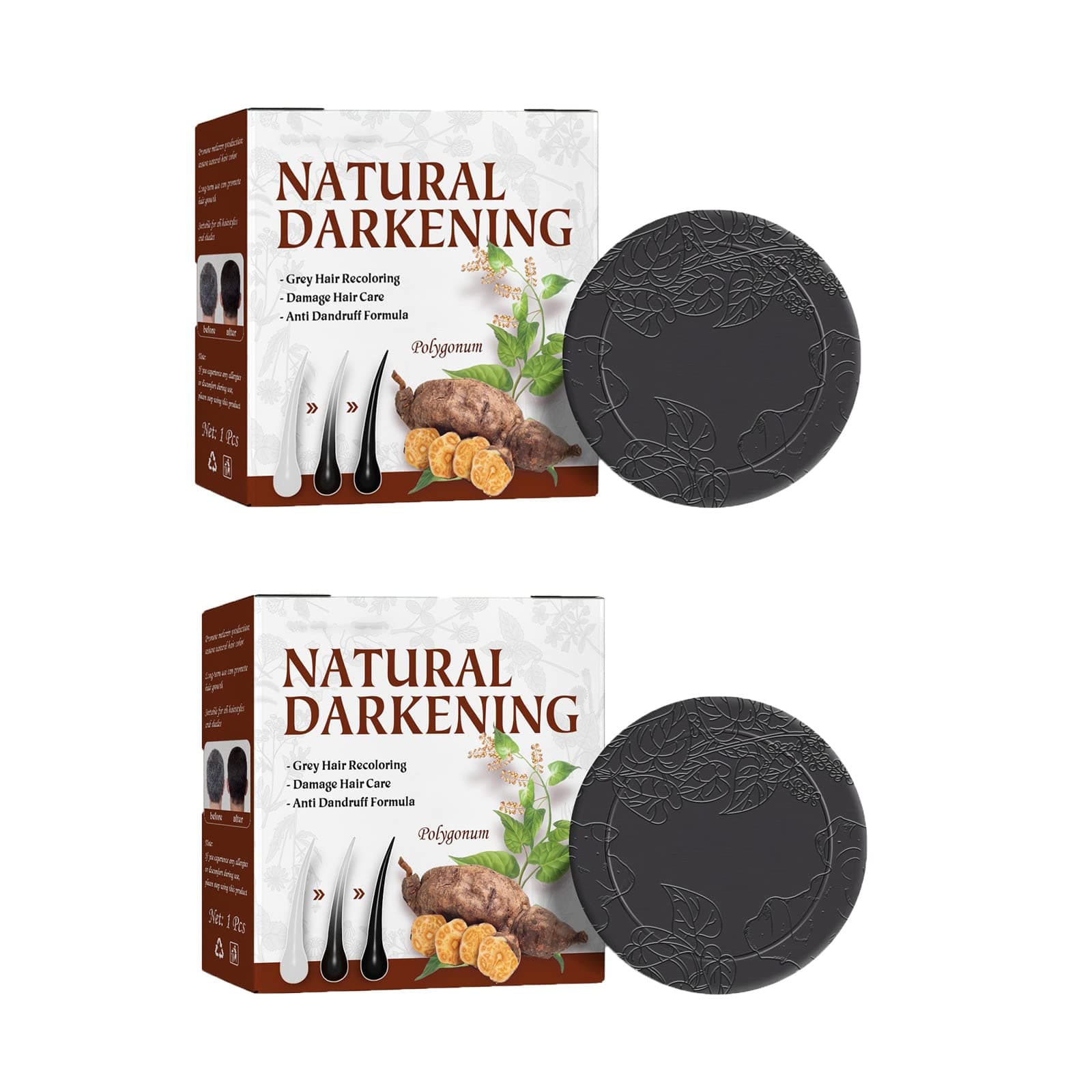 Organic Grey Reverse Shampoo Bar, Polygonum Multiflorum Shampoo Bar, Solid Shampoo Bar, Natural Darkening Shampoo Bar, Hair Soap,Bar Shampoo Natural, Hair Darkening Shampoo Bar (2Pcs)