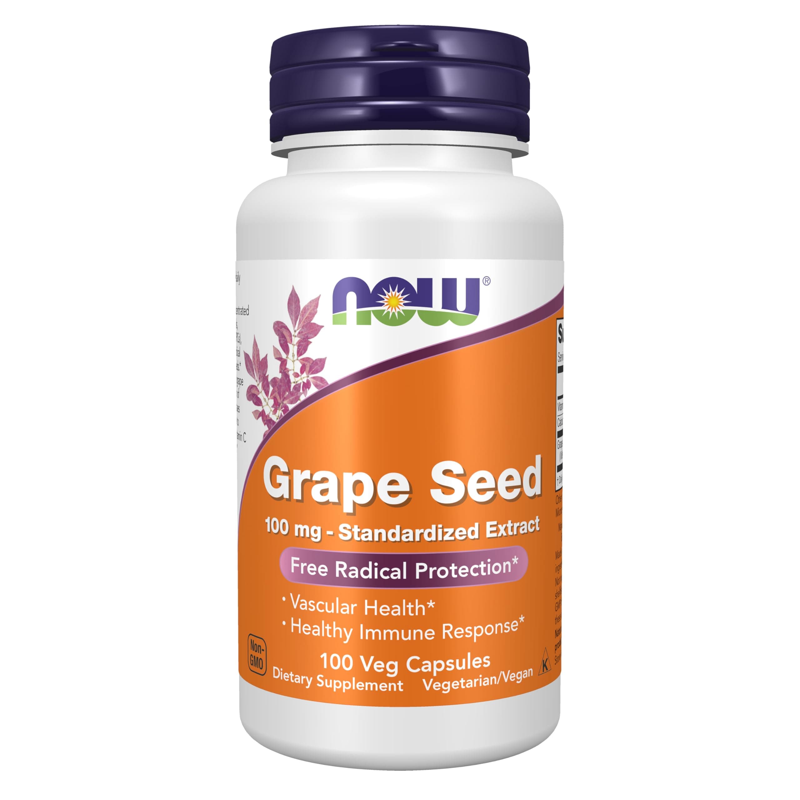 NOW Supplements, Grape Seed 100 mg, 100 Veg Capsules