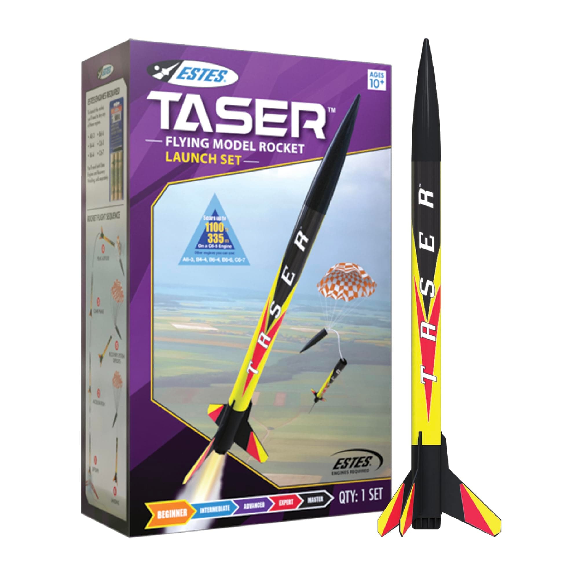 1491 Taser Rocket Launch Set, Beginner Flying-Rocket-Model Building Kit for Ages 10+, Includes Launch Pad System