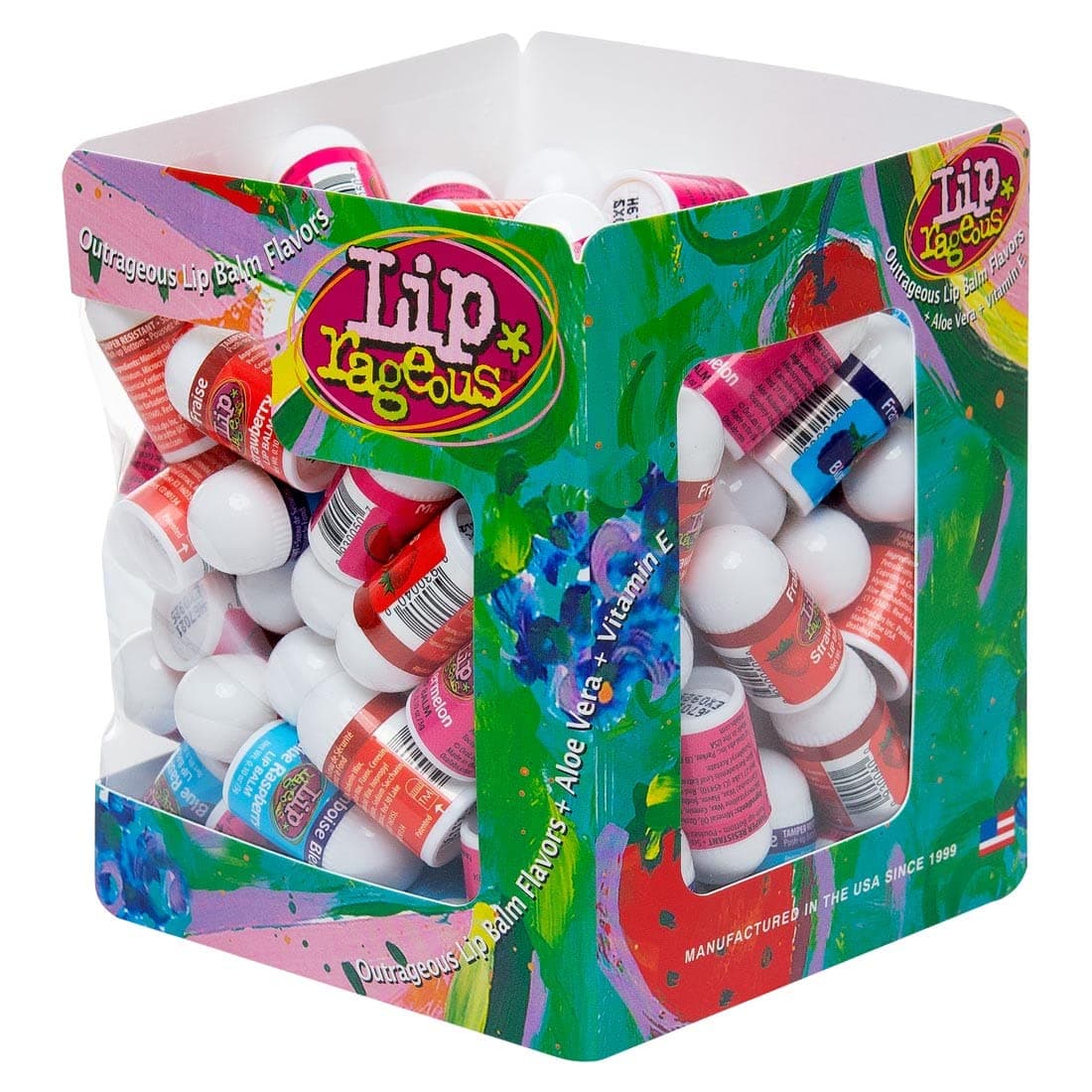 Lip-rageous | Fruit Flavored Lip Balm | 3 Flavor Assorted Display - Blue Raspberry, Strawberry, Watermelon - 120 Mini Sticks (0.10oz/3g)