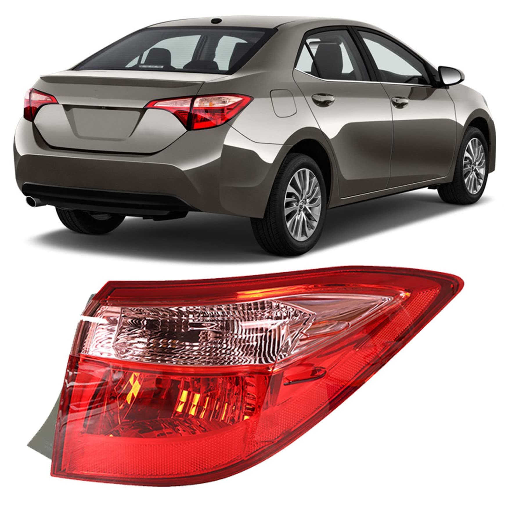 Silscvtt Passenger Side Outer Tail Light Replacement for Toyota Corolla 2017-2019 Tail Lamp Right Side 8155002B00 TO2805130