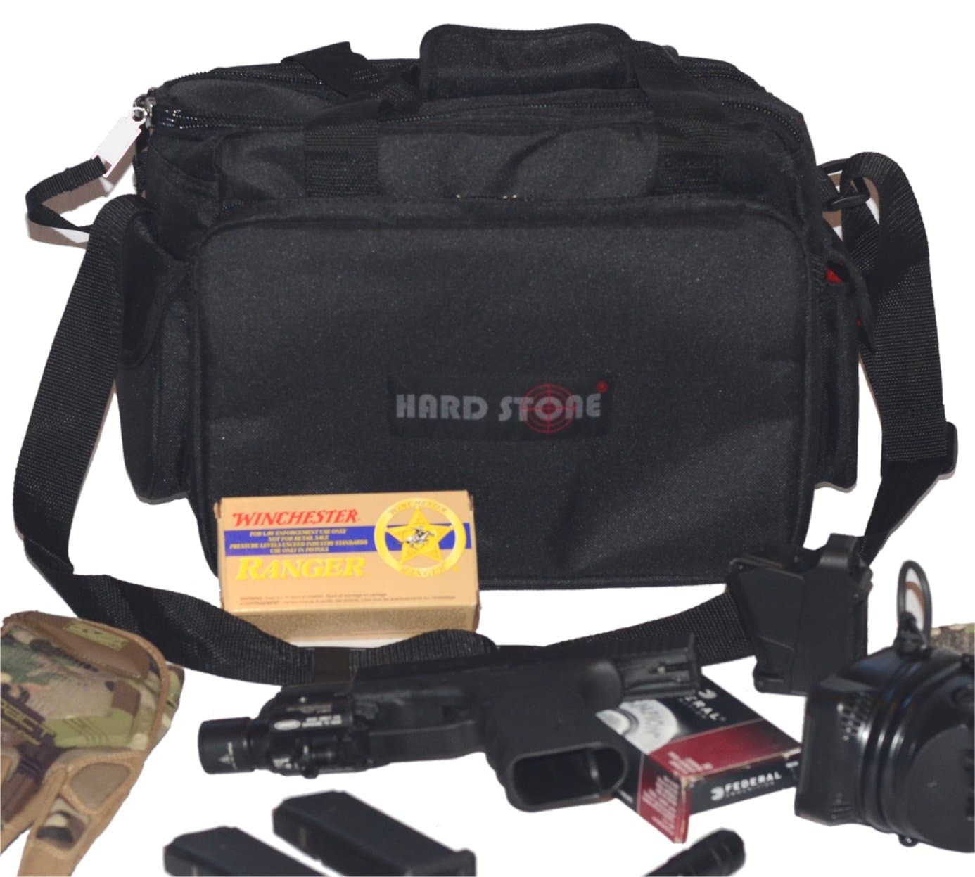 HARDSTONE Tactical 5 Pistol Range Go Bag with Adjustable Shoulder Strap Black