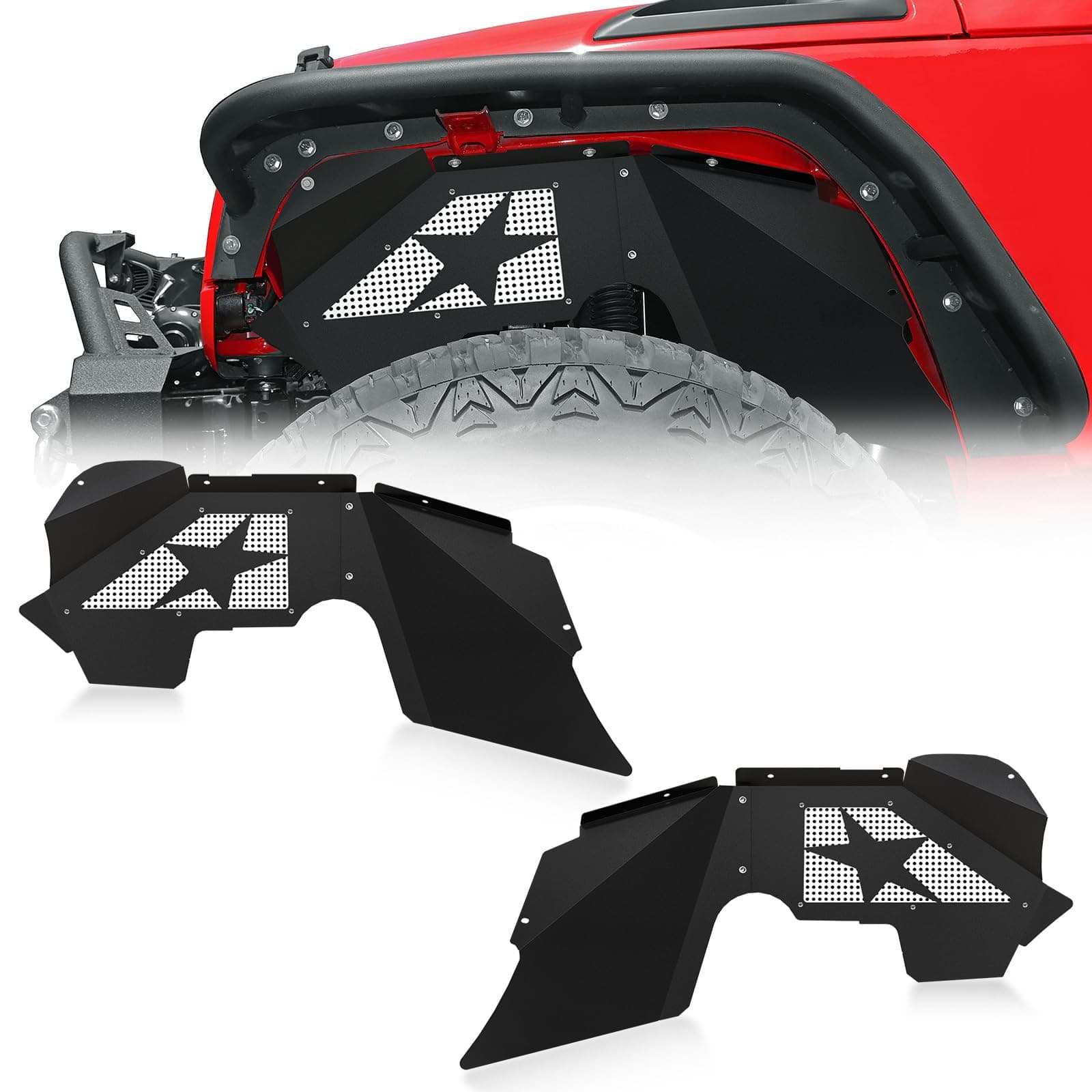 BESKE Inner Fender Liners Front Fender Mud Guards for 2007-2018 Wrangler JK JKU Sport Sahara Rubicon 2/4 Doors