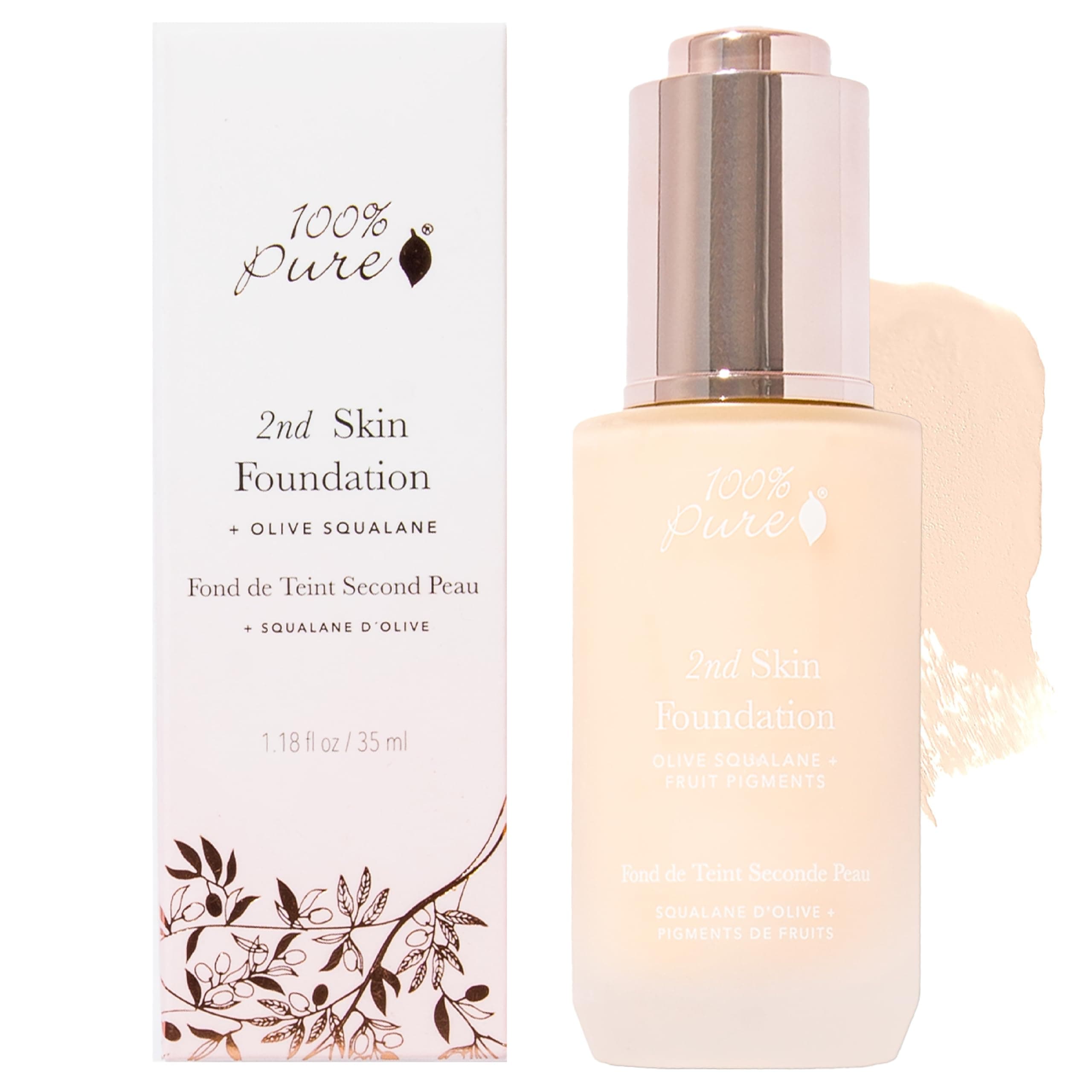 2nd Skin Lightweight Serum Foundation Anti-Aging Face Makeup - Blendable Coverage Liquid Hydration Boost for Soft Plumped Up Glow, Vegan Shade 1 (Neutral w/Yellow Undertone) - 1.18 Fl Oz