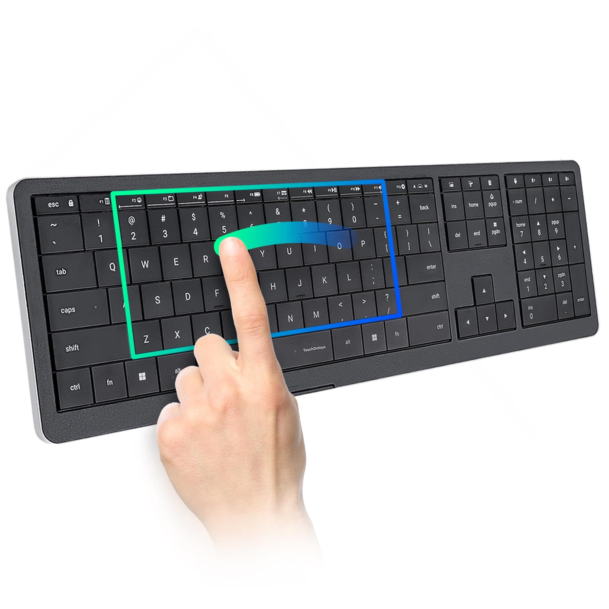CLVX 1 Windows | Touch On Keys & Gestures AI Keyboard | Bluetooth & USB-C | Low Profile Silent Scissor Keys | Interactive RGB | Aluminum Chassis | Compatible with Windows/Linux/Android