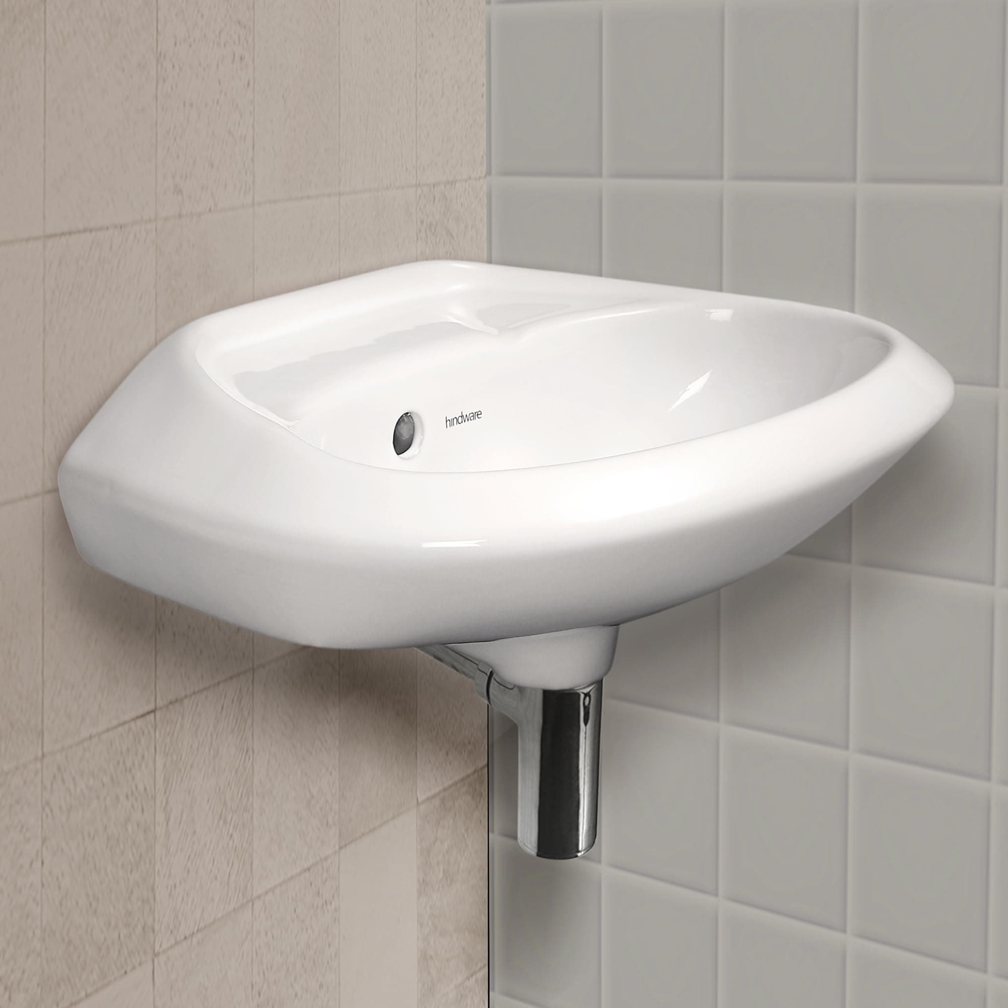 Hindware Windsor Wall Hung Wash Basin for Bathroom | Made of Ceramic | Star White | Compact Design