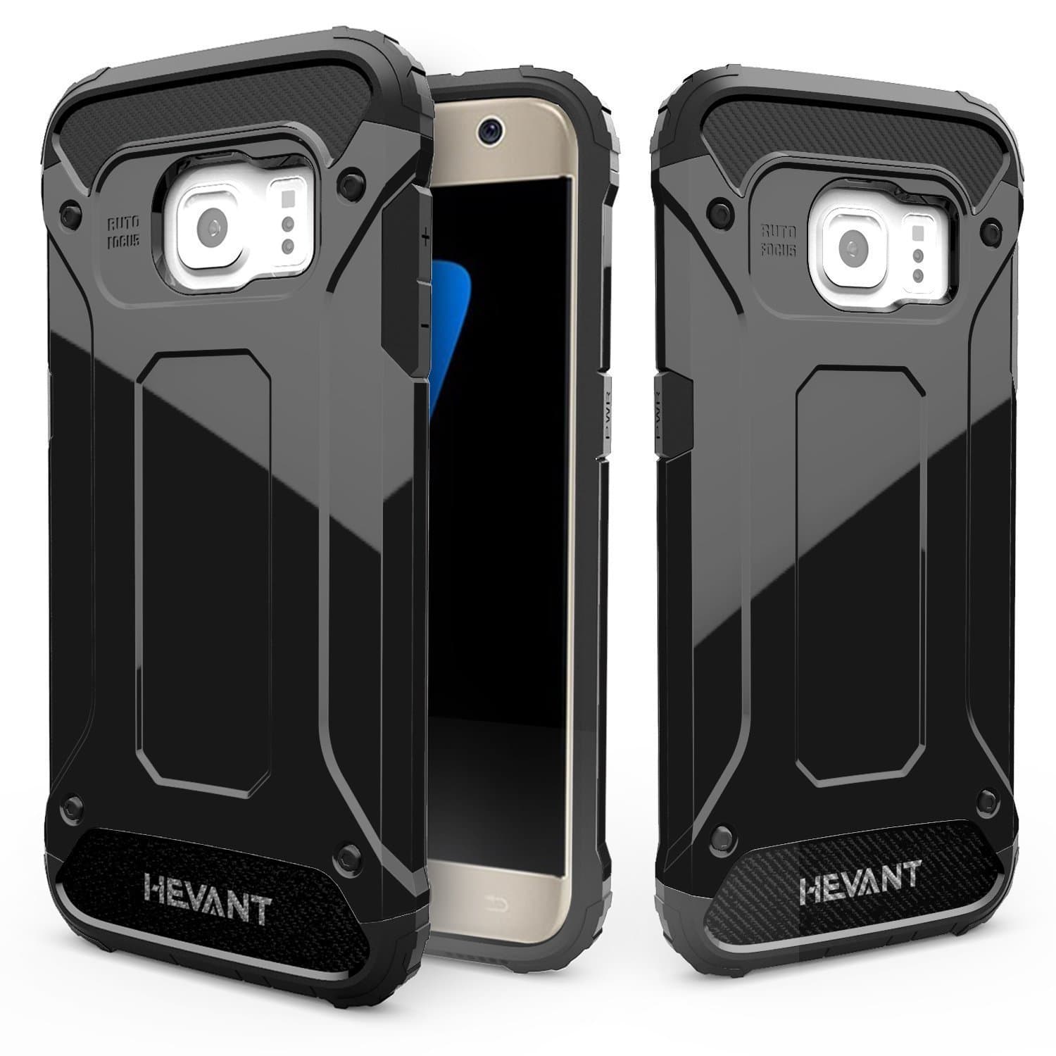 Ghevant S7 Edge case,Shock Proof case for S7 Edge,Armor Design case for S7 Edge,Soft TPU + Hard pc Armor case,Fingerprint Proof Smooth Surface case for S7 Edge(Black)