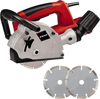 Einhell Wall Chaser with Dust Extractor 1320W, 9000RPM Idle Speed, 26mm Maximum Groove Cutting Width, 30mm Channel Depth, Includes 2X 125mm Cutting Discs TC-MA 1300