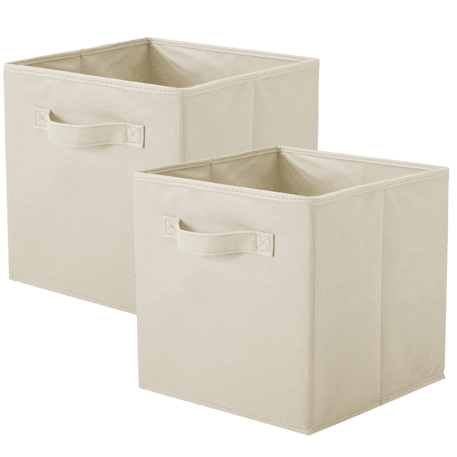 ShellKingdom Storage Bins, Foldable Fabric Storage Cubes And Cloth Storage Organizer Drawer For Closet And Toys Storage,2 Pack (Beige)
