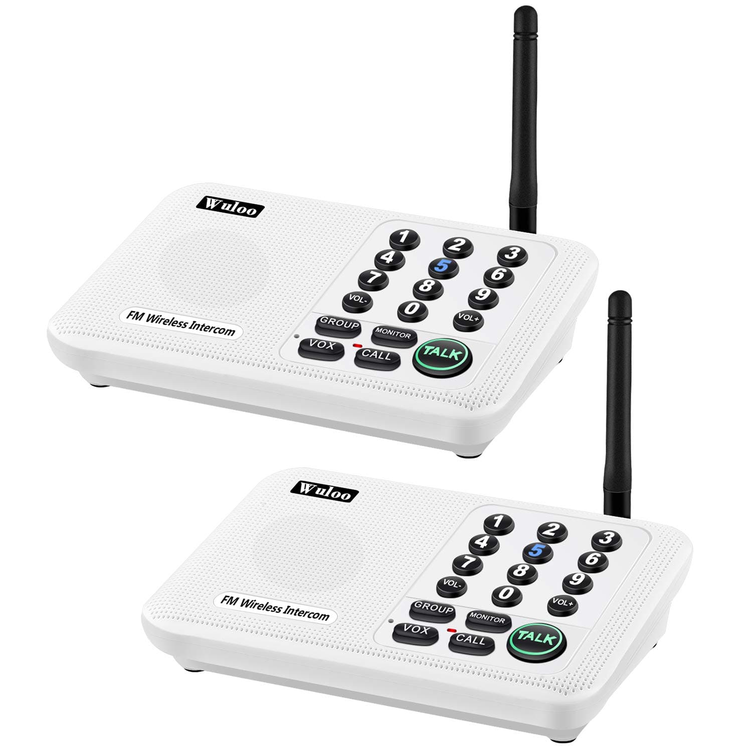 Intercoms Wireless for Home 5280 Feet Range 10 Channel 3 Code, Wireless Intercom System for Home House Business Office, Room to Room Intercom, Home Communication System (2 Packs, White)