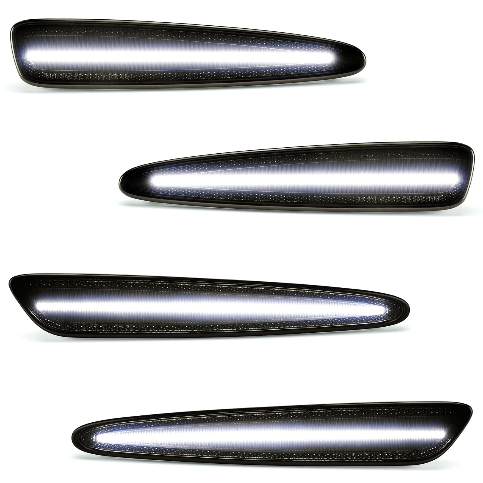 LED White Side Marker Lights for Chevy Corvette C6 2005-2013 Front Rear Smoked Lens White Fender Bumper Lamps Pack of 4