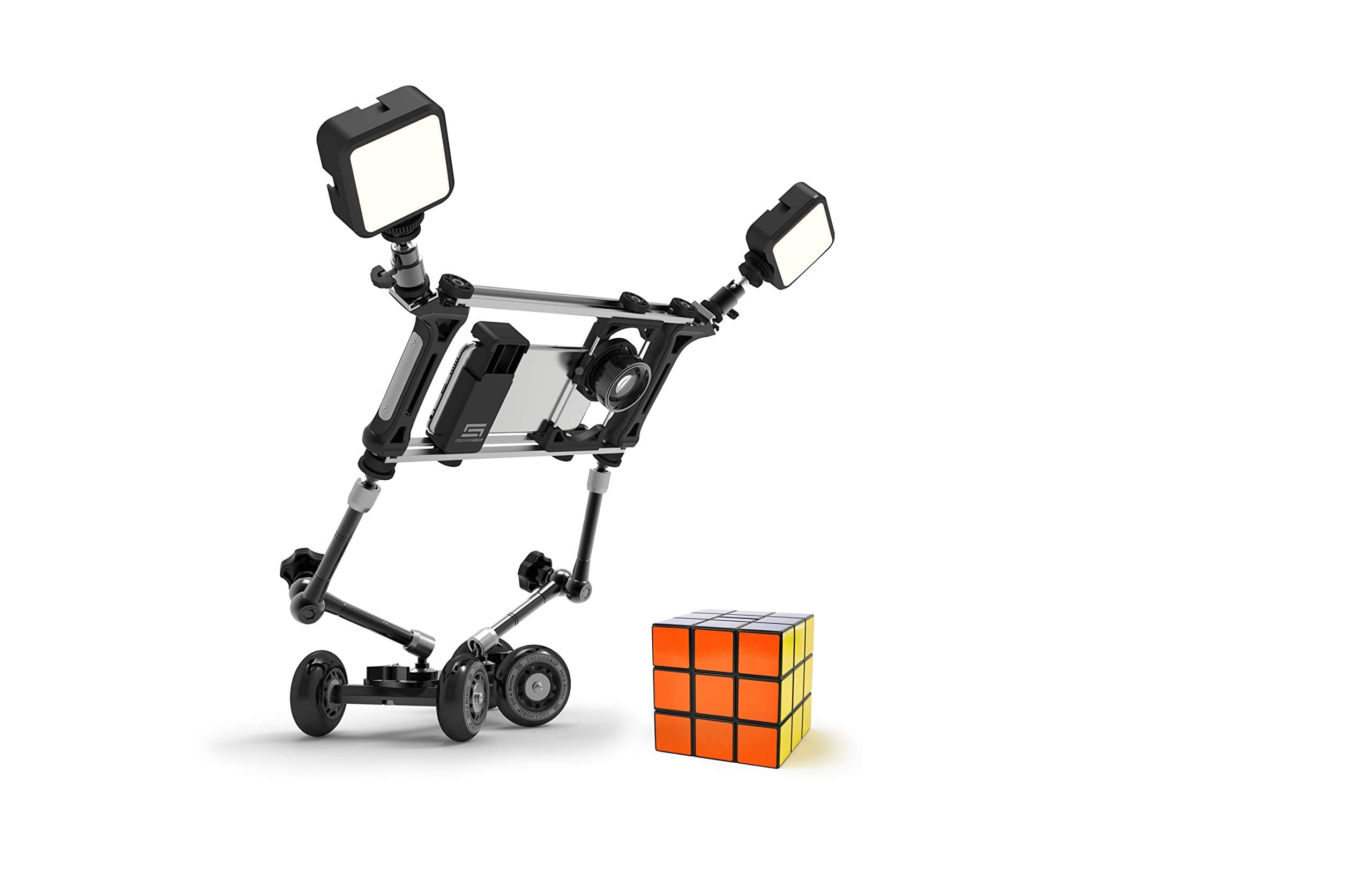 Still & Motion Camera Support Kit | Universal modular kit with Handheld Stabilizer and Tabletop Mobile Rolling Slider Dolly