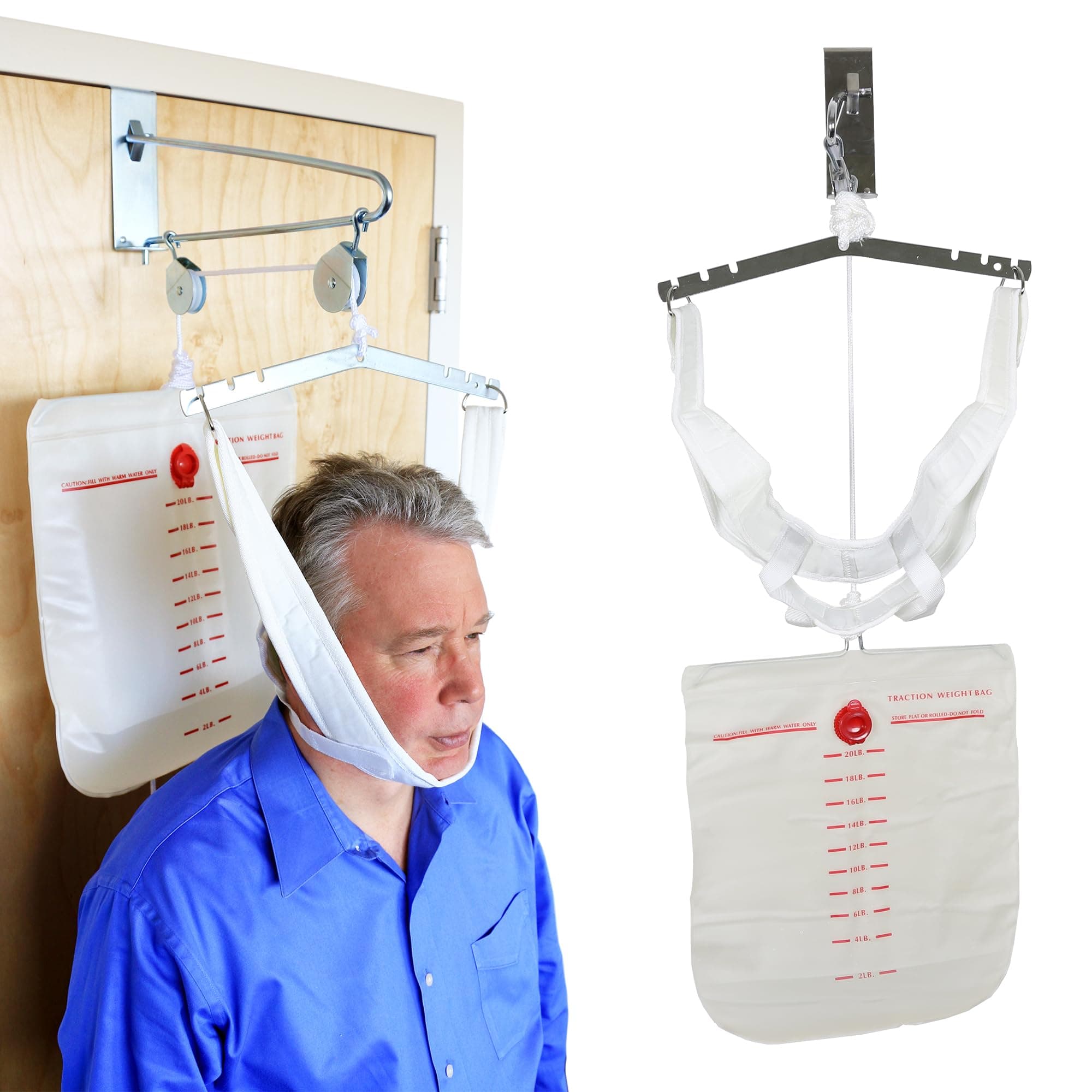 Over The Door Cervical Neck Traction and Posture Correcting Device with Head Halter, at Home Back and Neck Stretcher for Physical Therapy