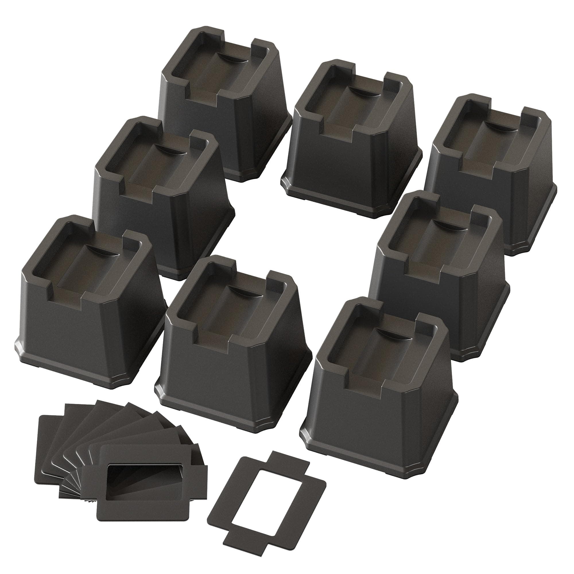 8 Pack Bed Risers 3 Inch Heavy Duty Bed Elevators Lifts Fits to Wheels of Furniture, Sofa, Table and Couch, Black