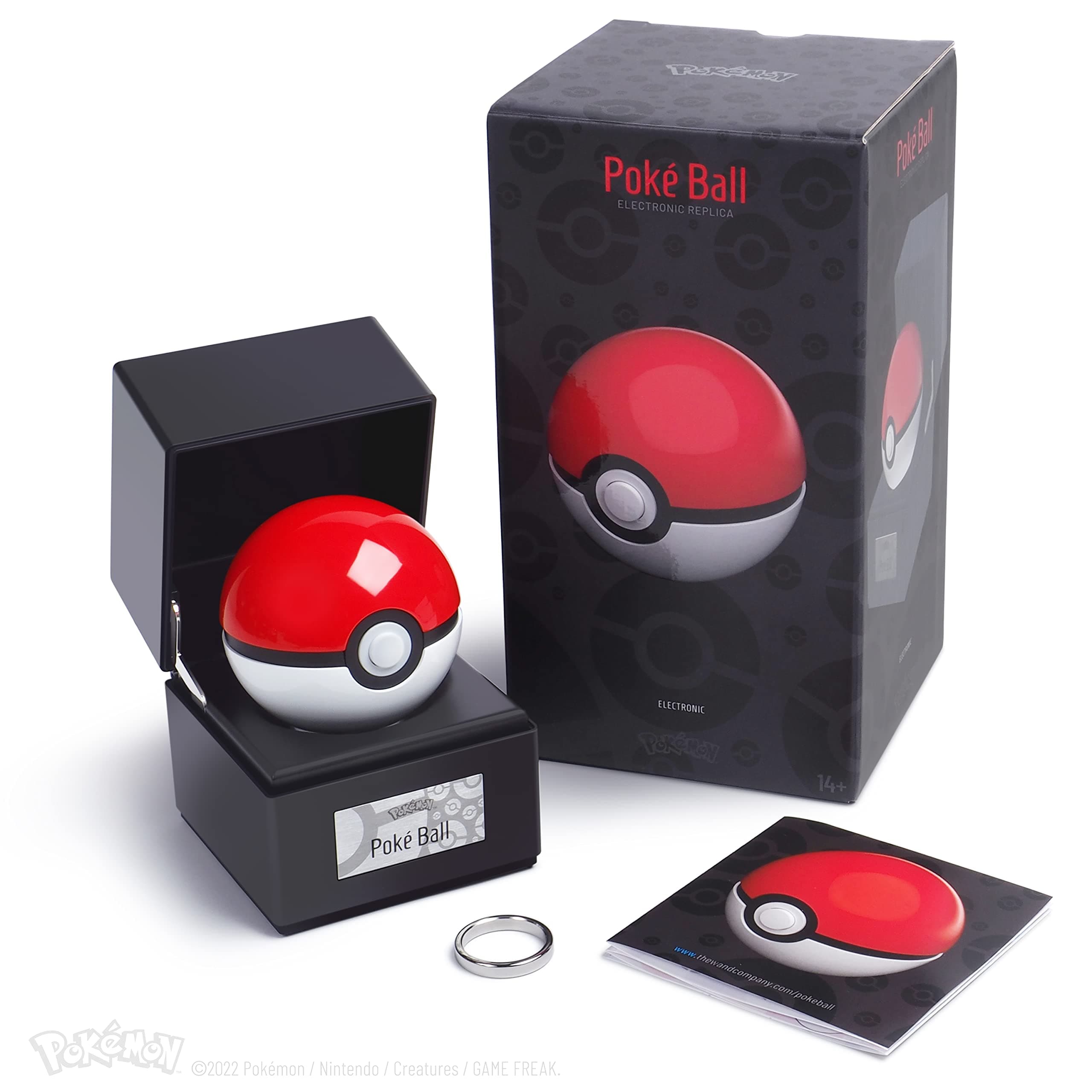 The Wand Company Original Poké Ball Authentic Replica - Realistic, Electronic, Die-Cast Authentic Replica with Display Case Light Features. Officially Licensed by Pokémon (Original Poké Ball)
