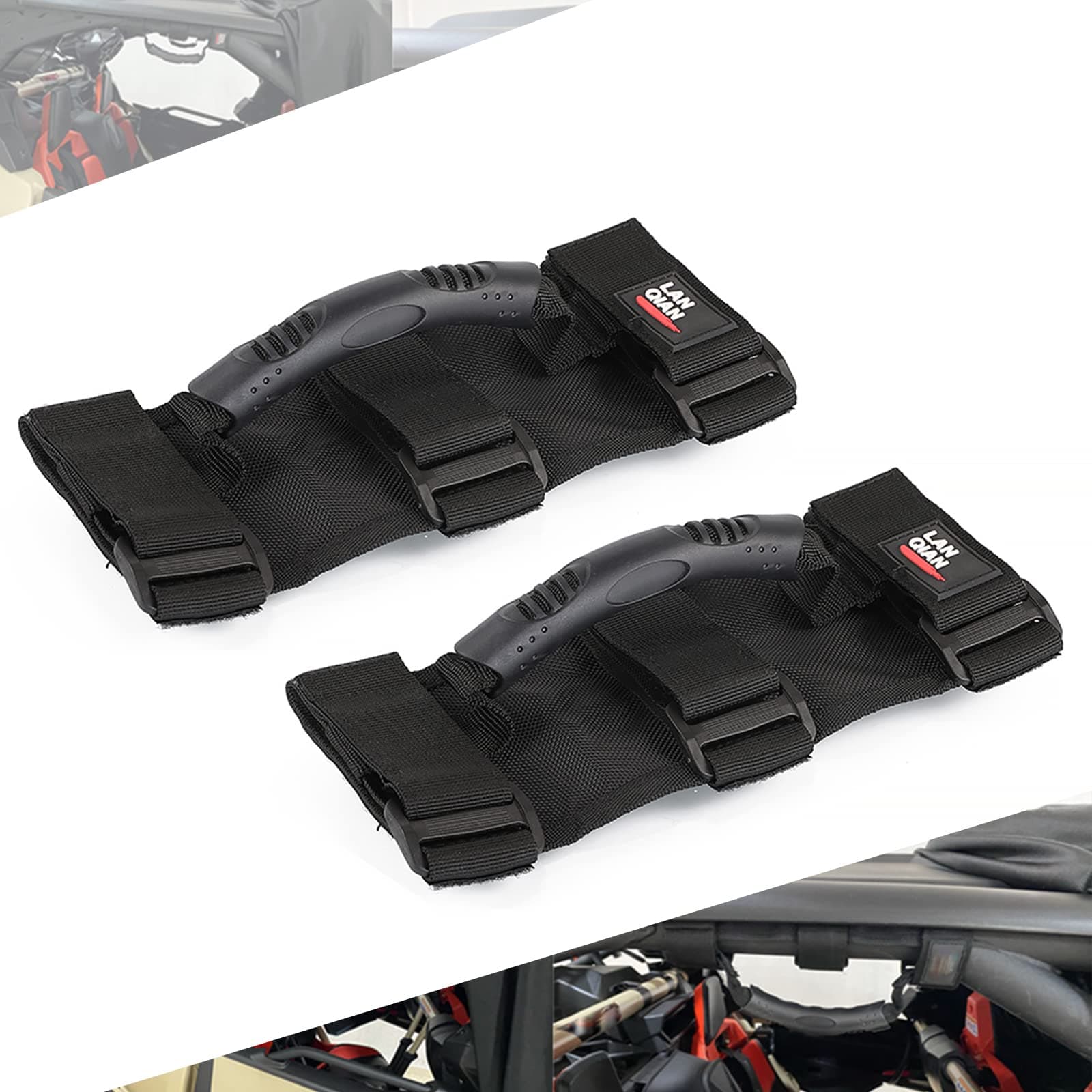 2Pcs Universal Waterproof Nylon Car Grab Handle Roll Bar Mount Side Grab Handle Compatible with ATV UTV Polaris RZR 900 RZR XP 1000Foreman TRX400FW 4x4 Sports Wrangler YJ/TJ/JK/Sports/Sahara/Rubicon