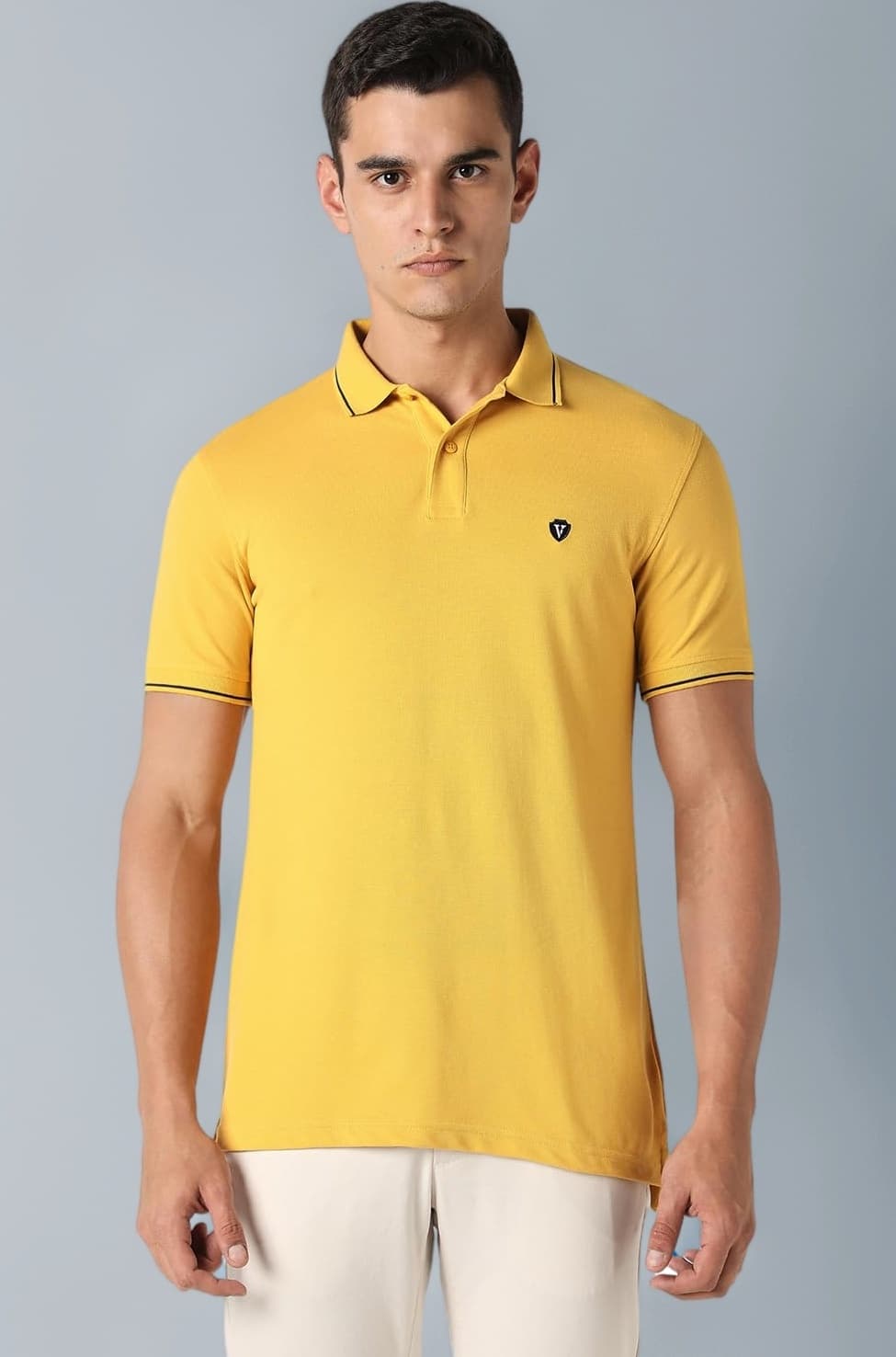 Van Heusen Men's Cotton Solid Regular Fit Collar Polo T-Shirt