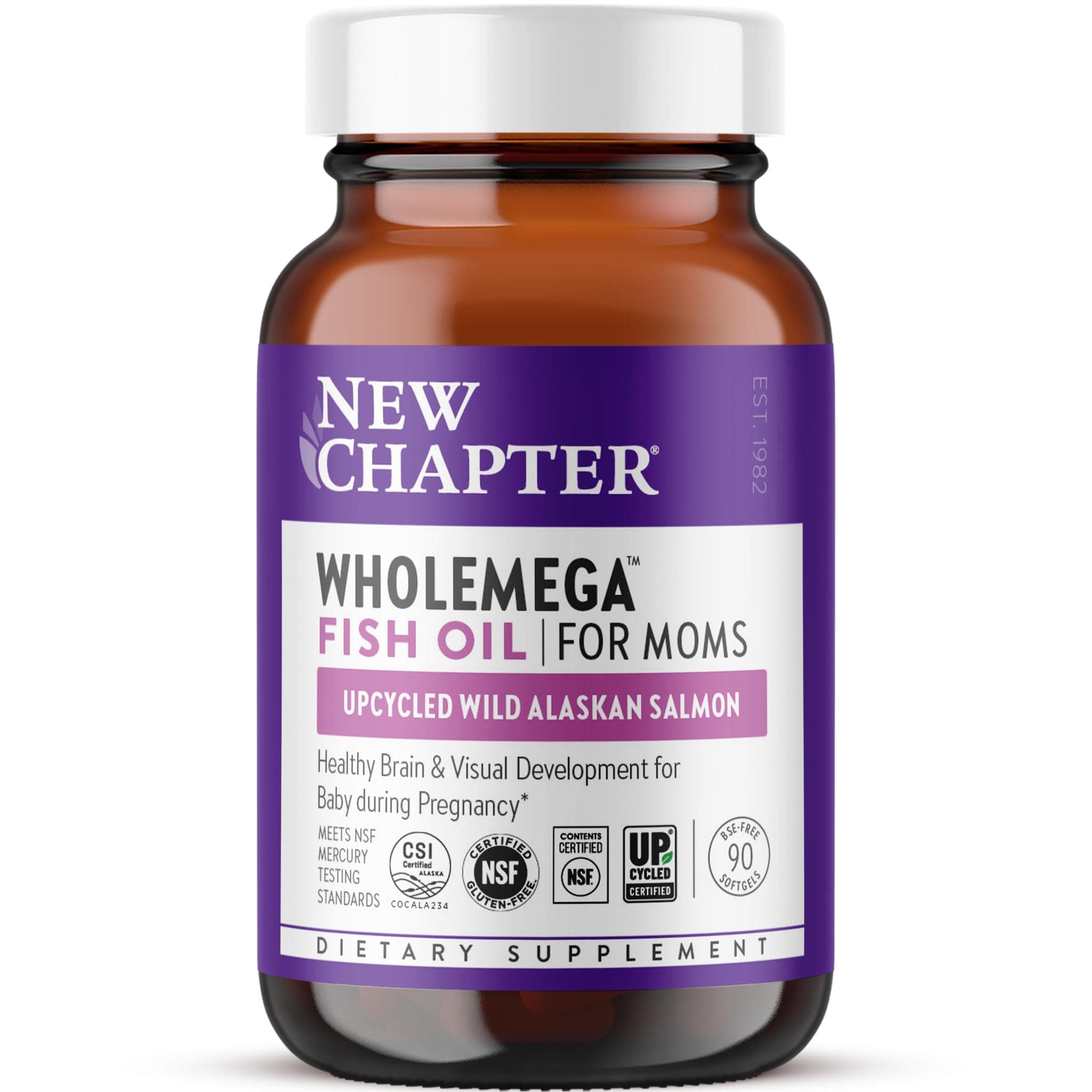 Wholemega for Moms Fish Oil Supplement, Tiny Capsules, 2000mg per Serving, Prenatal DHA with Omega-3 + Vitamin D3 for Prenatal & Postnatal Support, 500mg Each - 90 Count