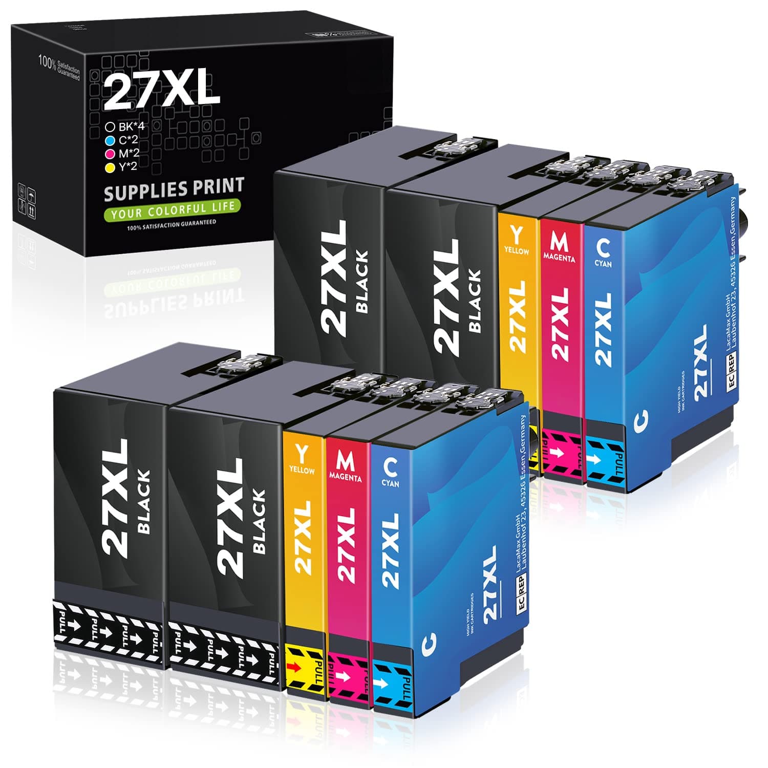 10 Pack Uoopo 27XL Ink Cartridges Multipack Replacement for Epson 27 XL Compatible with Epson Workforce WF-3620 WF-3640 WF-7110 WF-7210 WF-7610 WF-7620 WF-7710 WF-7715 WF-7720