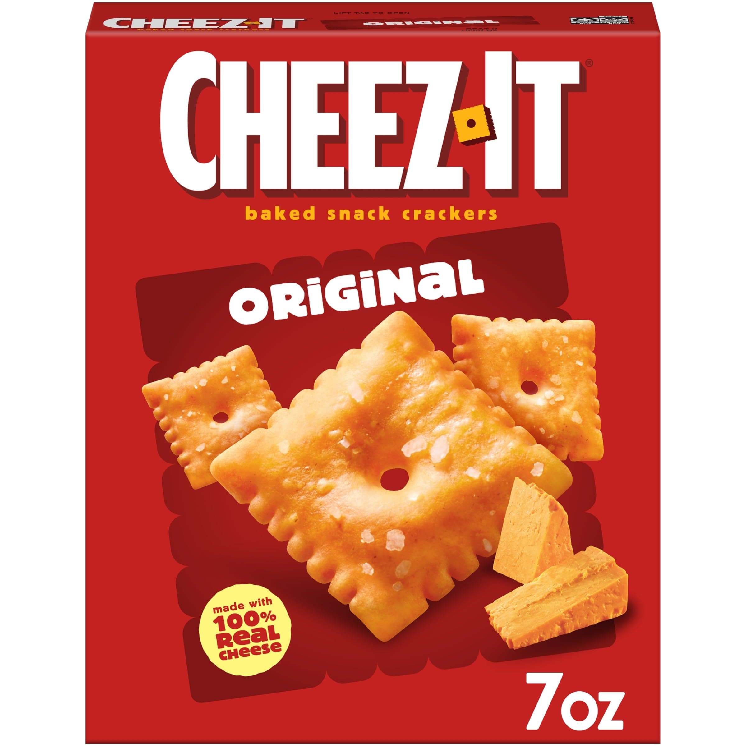 Cheez-It Cheese Crackers, Baked Snack Crackers, Lunch Snacks, Original, 7oz Box (1 Box)